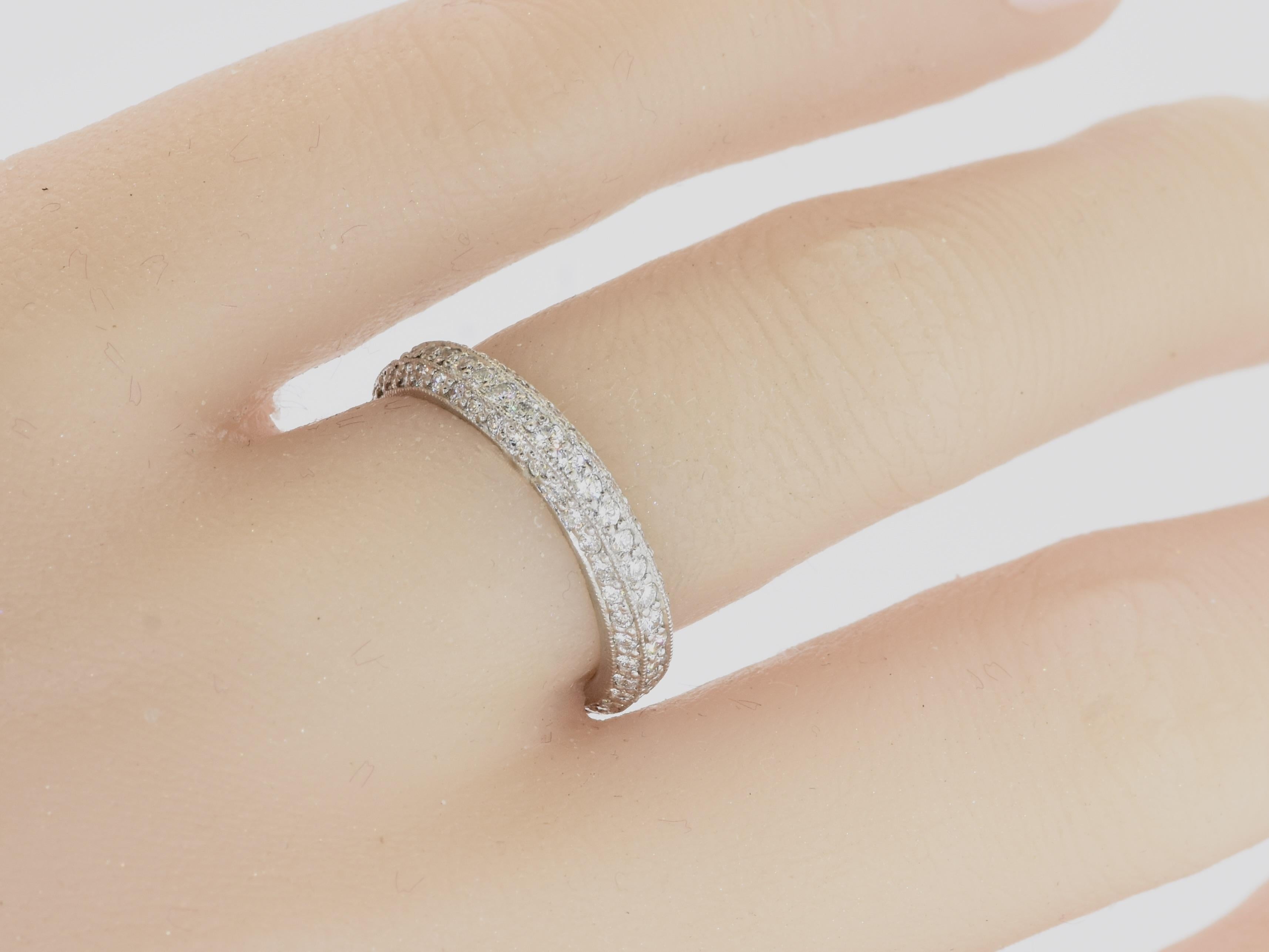 Contemporary Fine Platinum & White Brilliant Cut Diamond Eternity Band, Pierre/Famille. For Sale