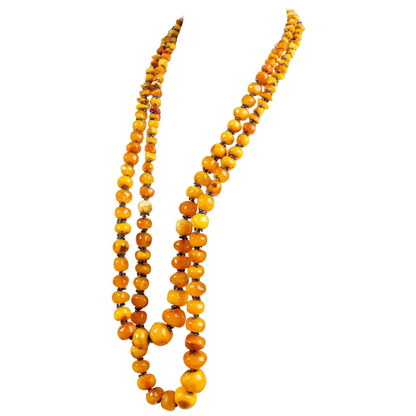 Fine polished Amber Rope Necklace