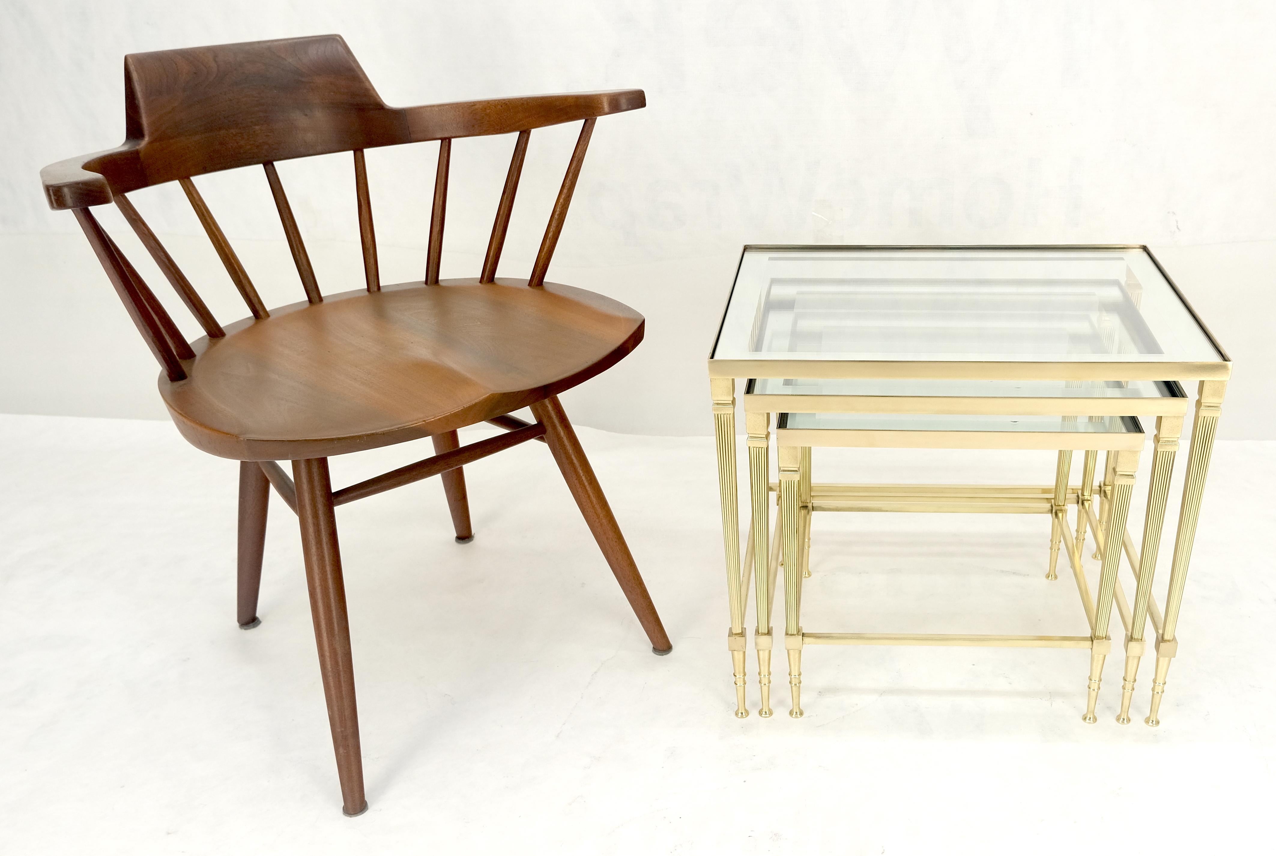 Fine Polished Brass Glass Mirrored Frames Tops Nesting Side Tables Stands Redone For Sale 1