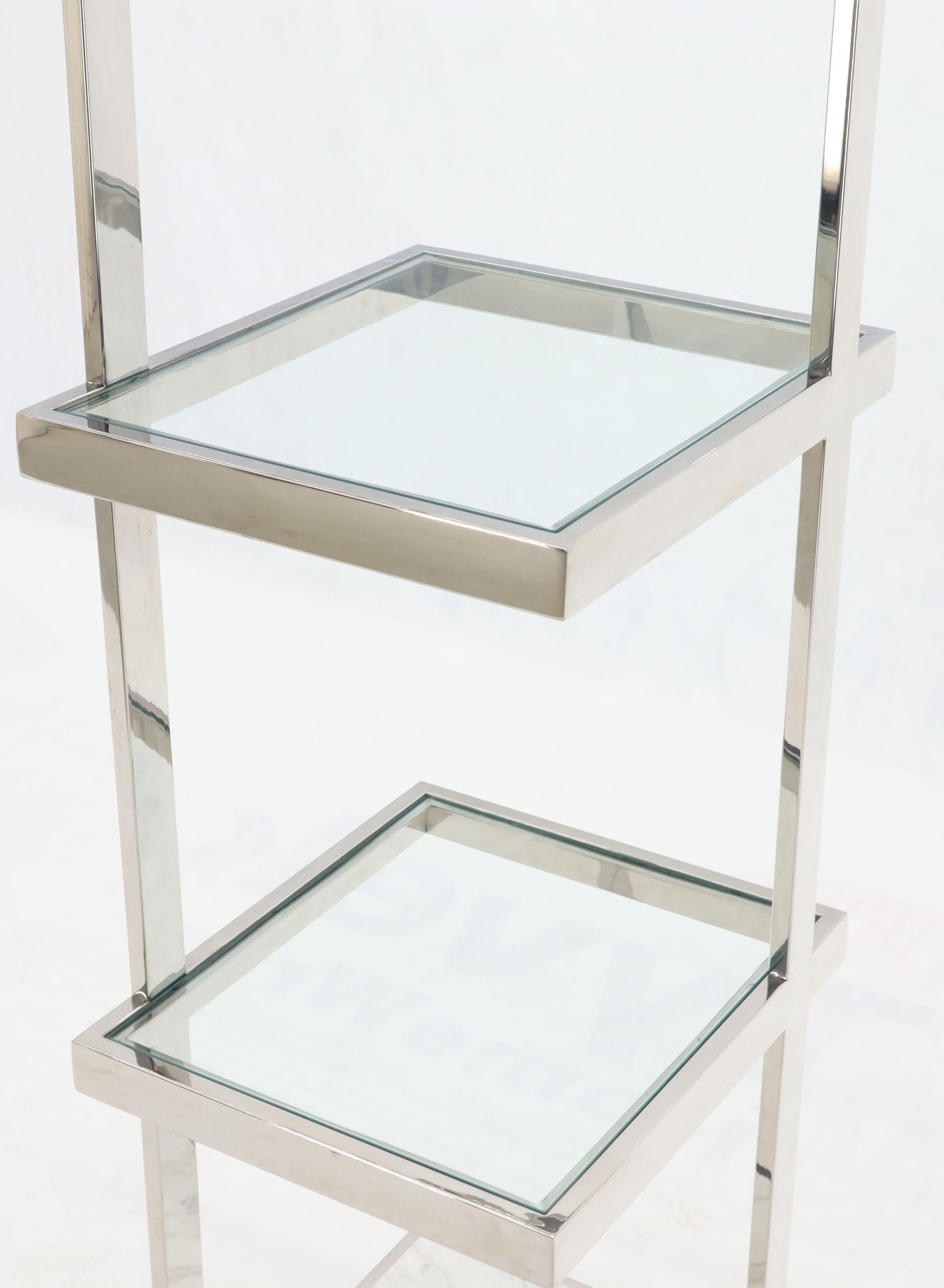 Fine Polished Stainless Steel Compact Small Tower Shape Étagère Shelf Marble 3