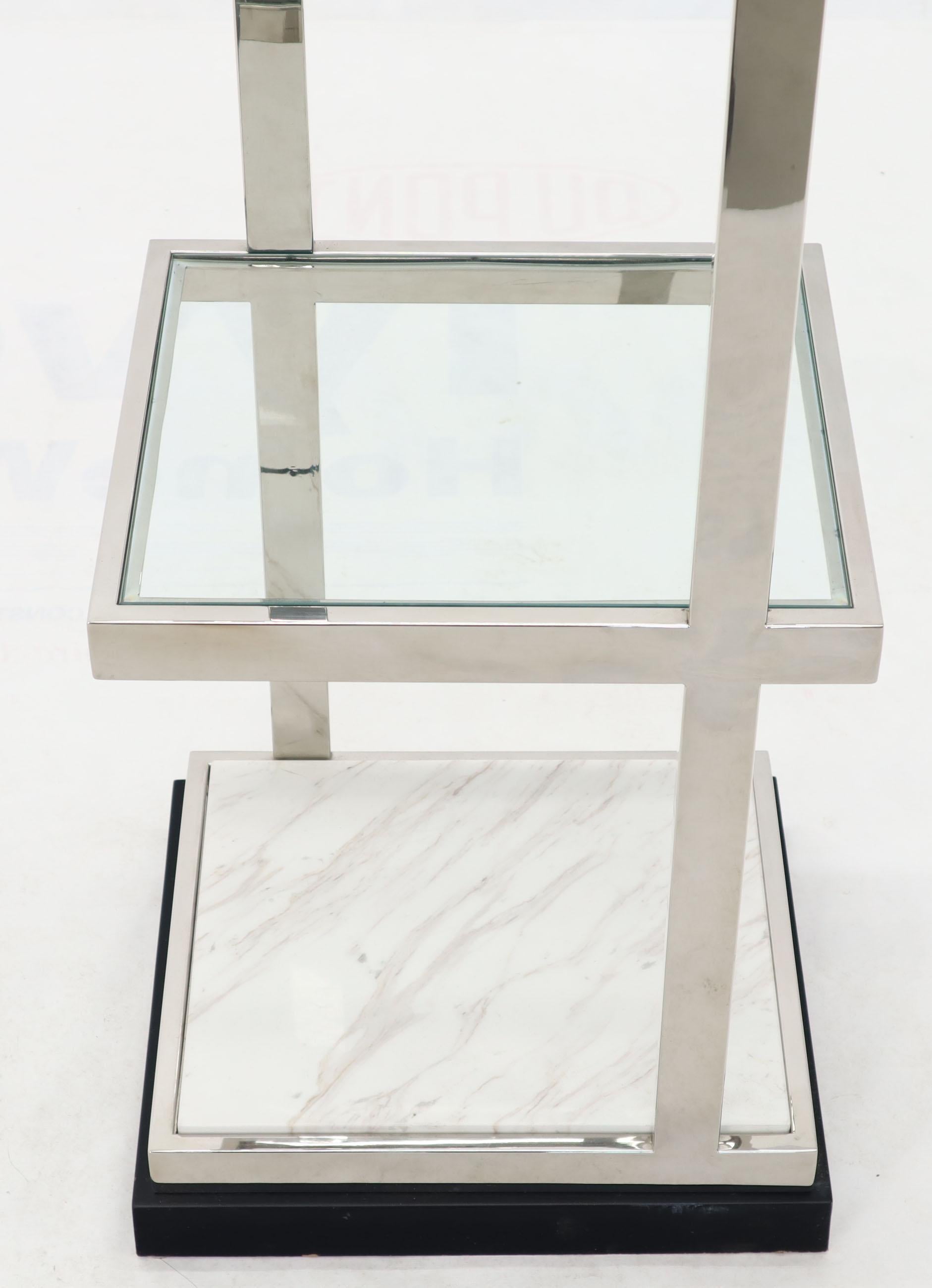 Fine Polished Stainless Steel Compact Small Tower Shape Étagère Shelf Marble 4