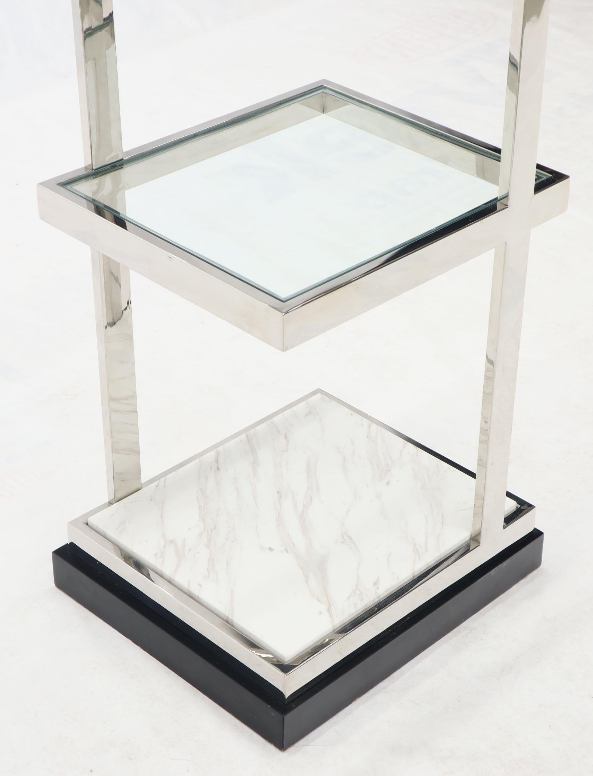 Fine Polished Stainless Steel Compact Small Tower Shape Étagère Shelf Marble 5