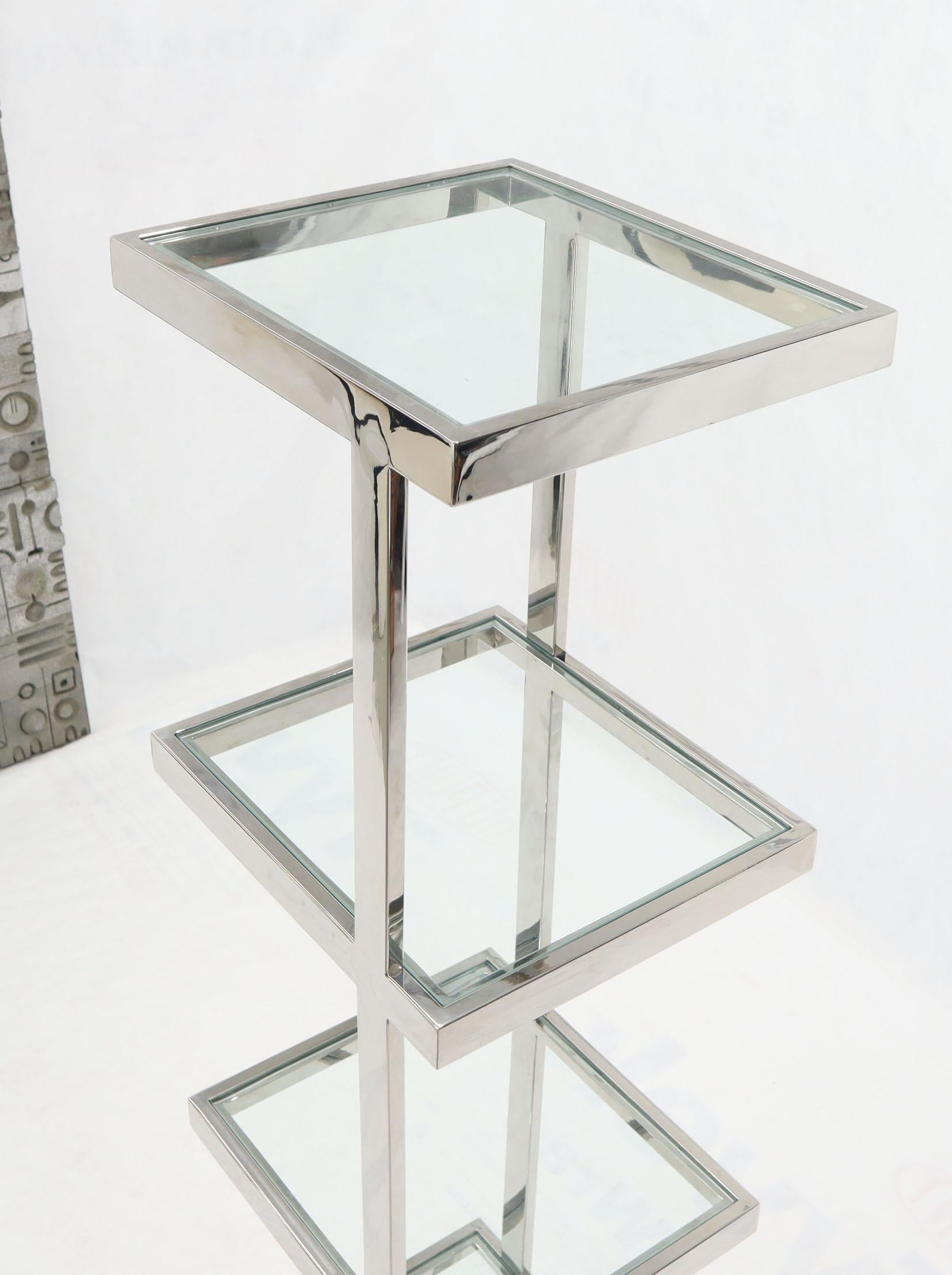 Fine Polished Stainless Steel Compact Small Tower Shape Étagère Shelf Marble 6