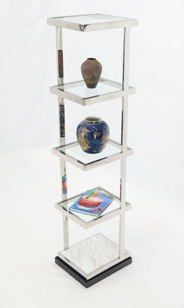 Fine Polished Stainless Steel Compact Small Tower Shape Étagère Shelf