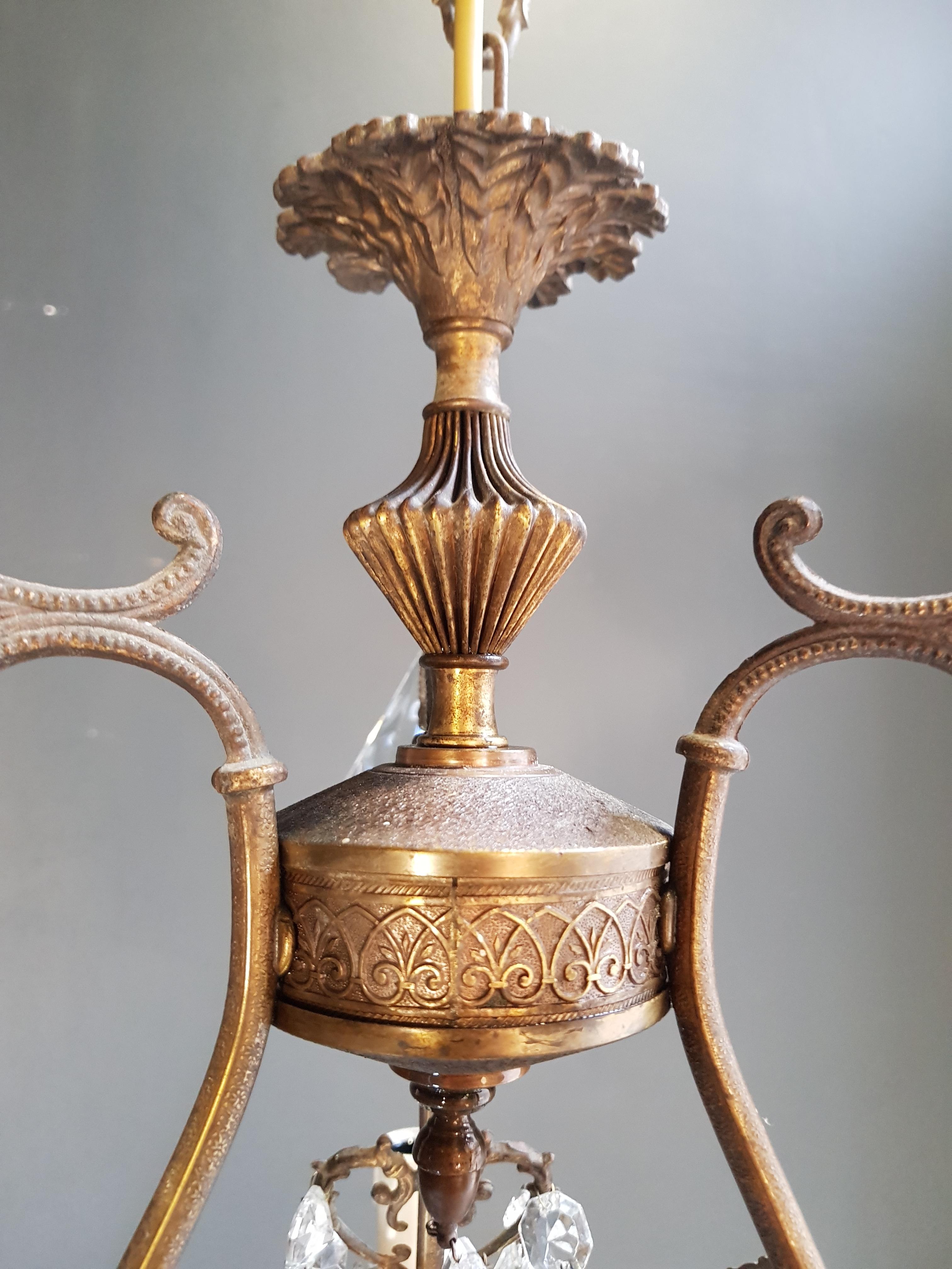 Feines Porzellan Käfig Gelb Rosa Kristall Kronleuchter Antike Deckenlampe Lüster (Handgeknüpft)