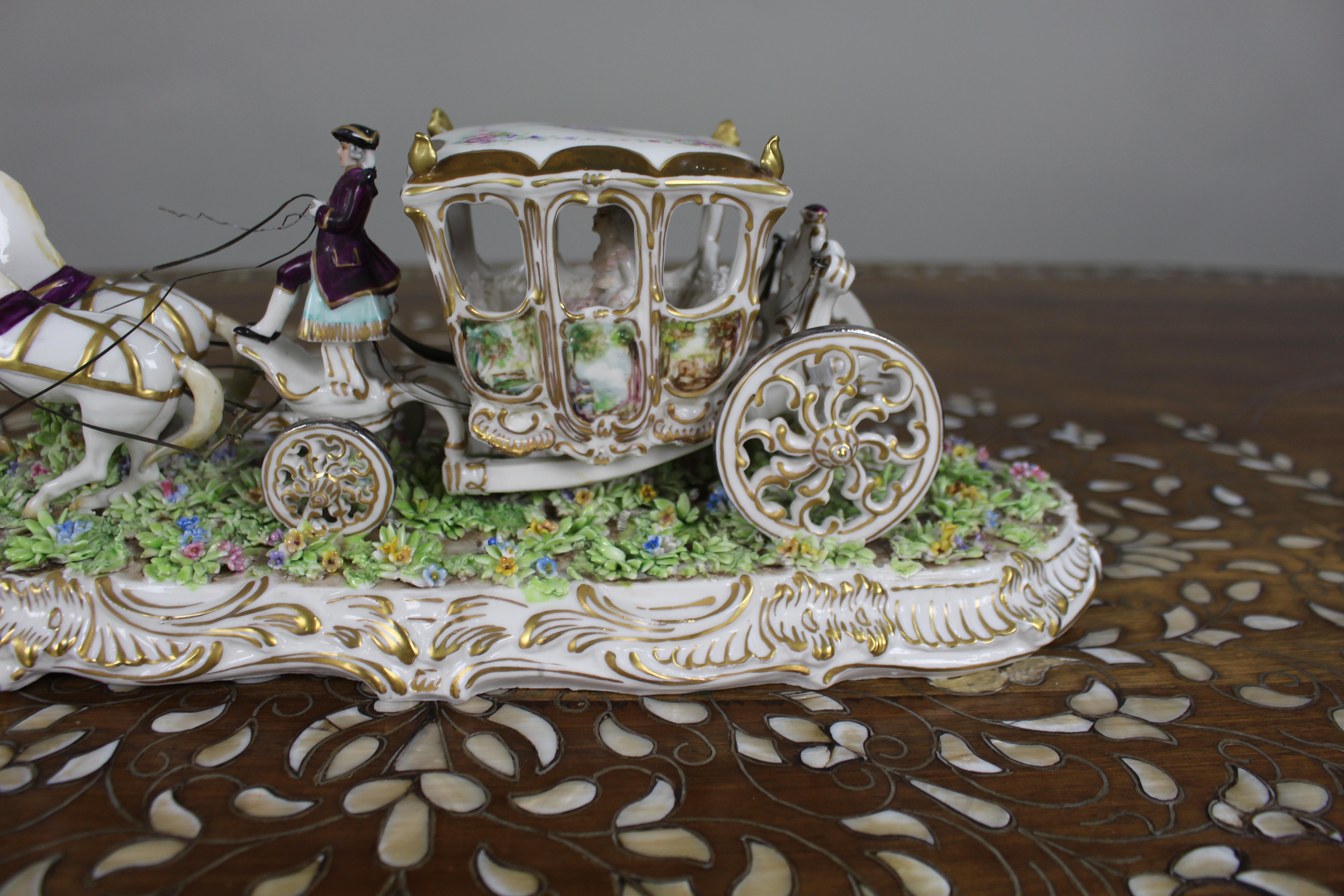 Groupe de chariots en porcelaine fine d'Italie par Luigi Fabris, C.C. Bon état - En vente à Worcester, GB