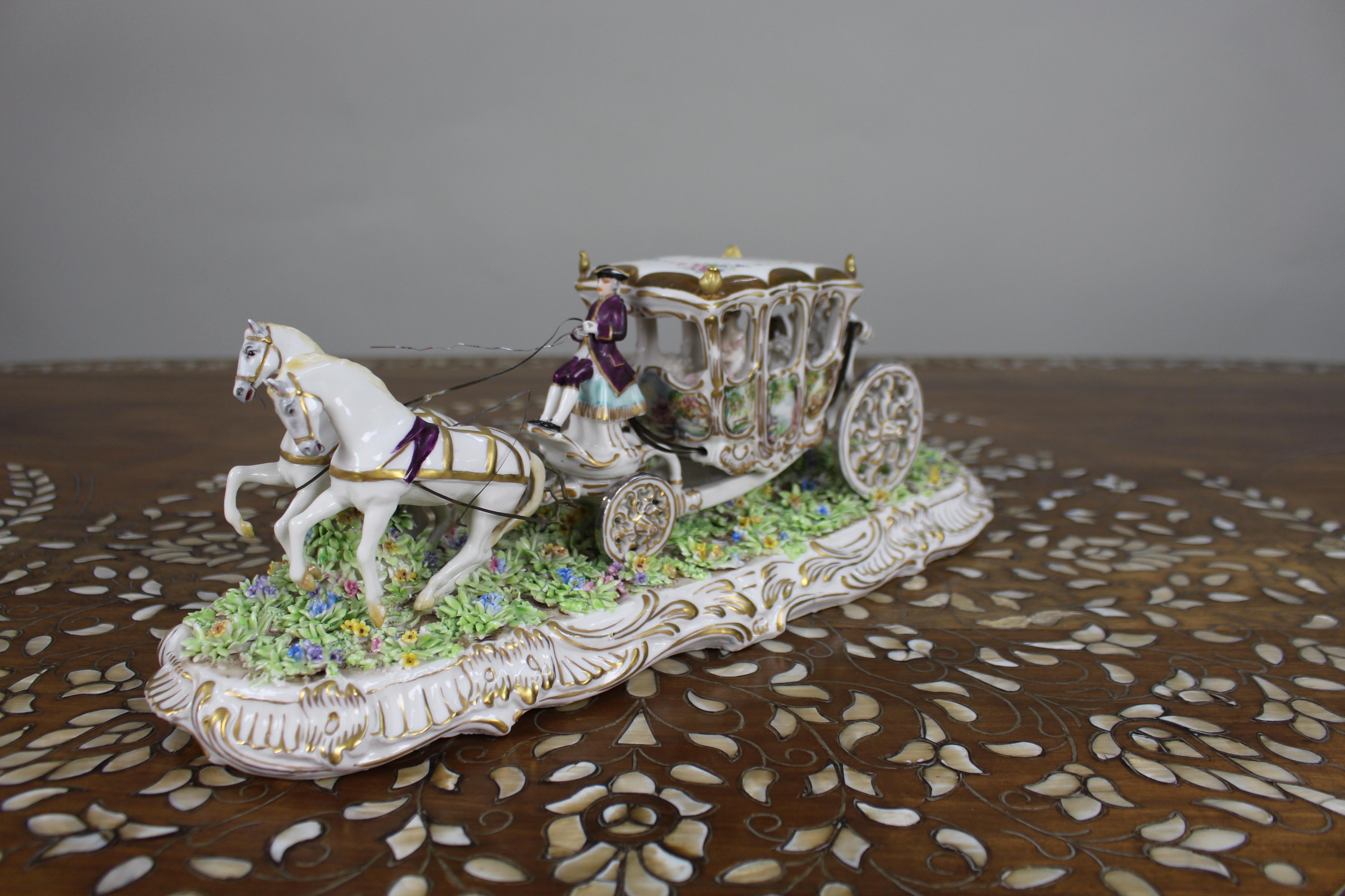 20ième siècle Groupe de chariots en porcelaine fine d'Italie par Luigi Fabris, C.C. en vente