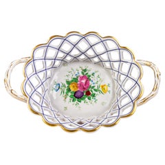 Fine Porcelain Reticulated Floral Basket 