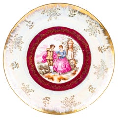 Fine Porcelain Romantic Watteau Scene Plate 