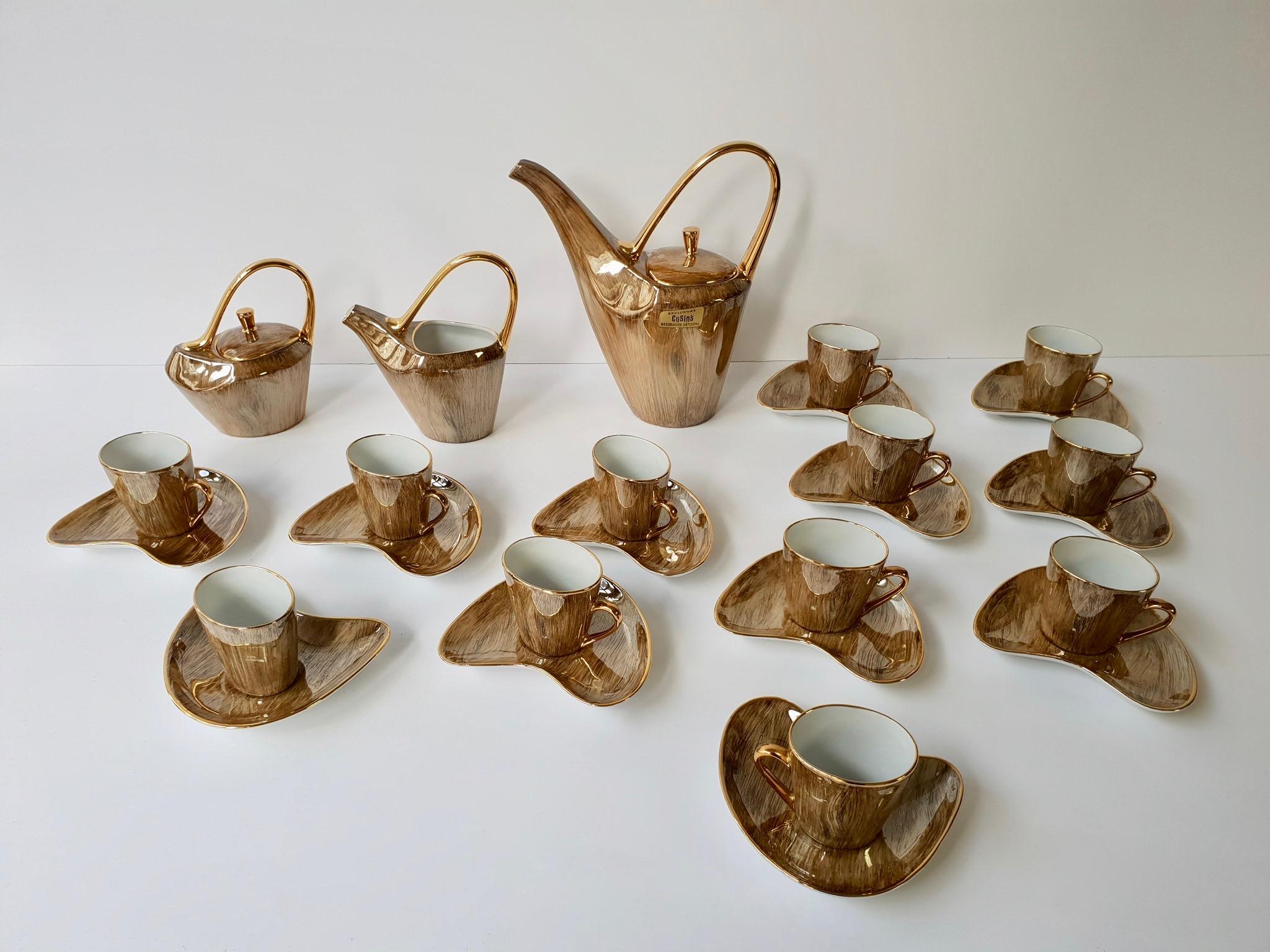 Mid-Century Modern Fine Porcelain Tea and Coffee Set For Sale