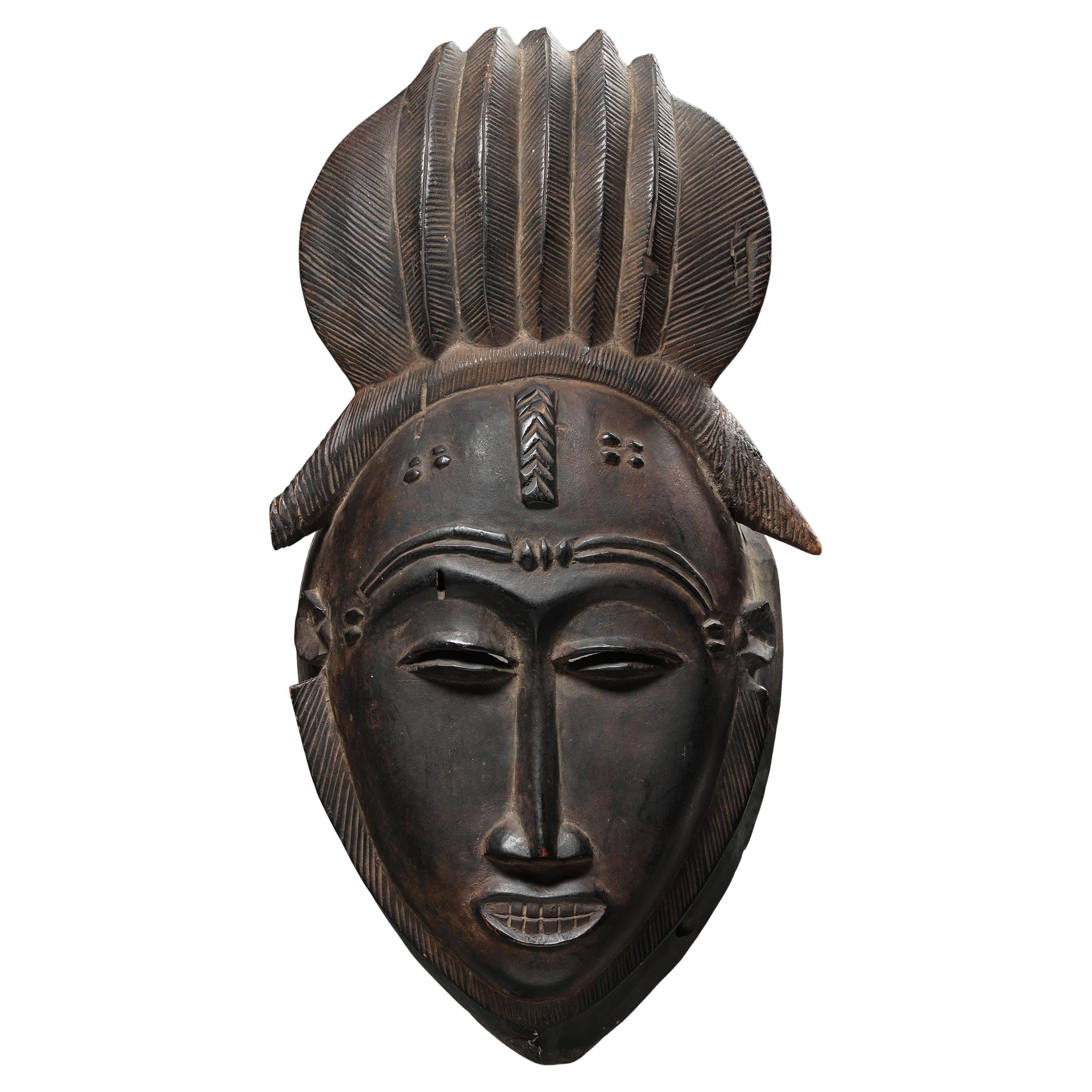 Feines Portrait Maske Langes Haar Design Baule Menschen Elfenbeinküste Afrika ex Fearing