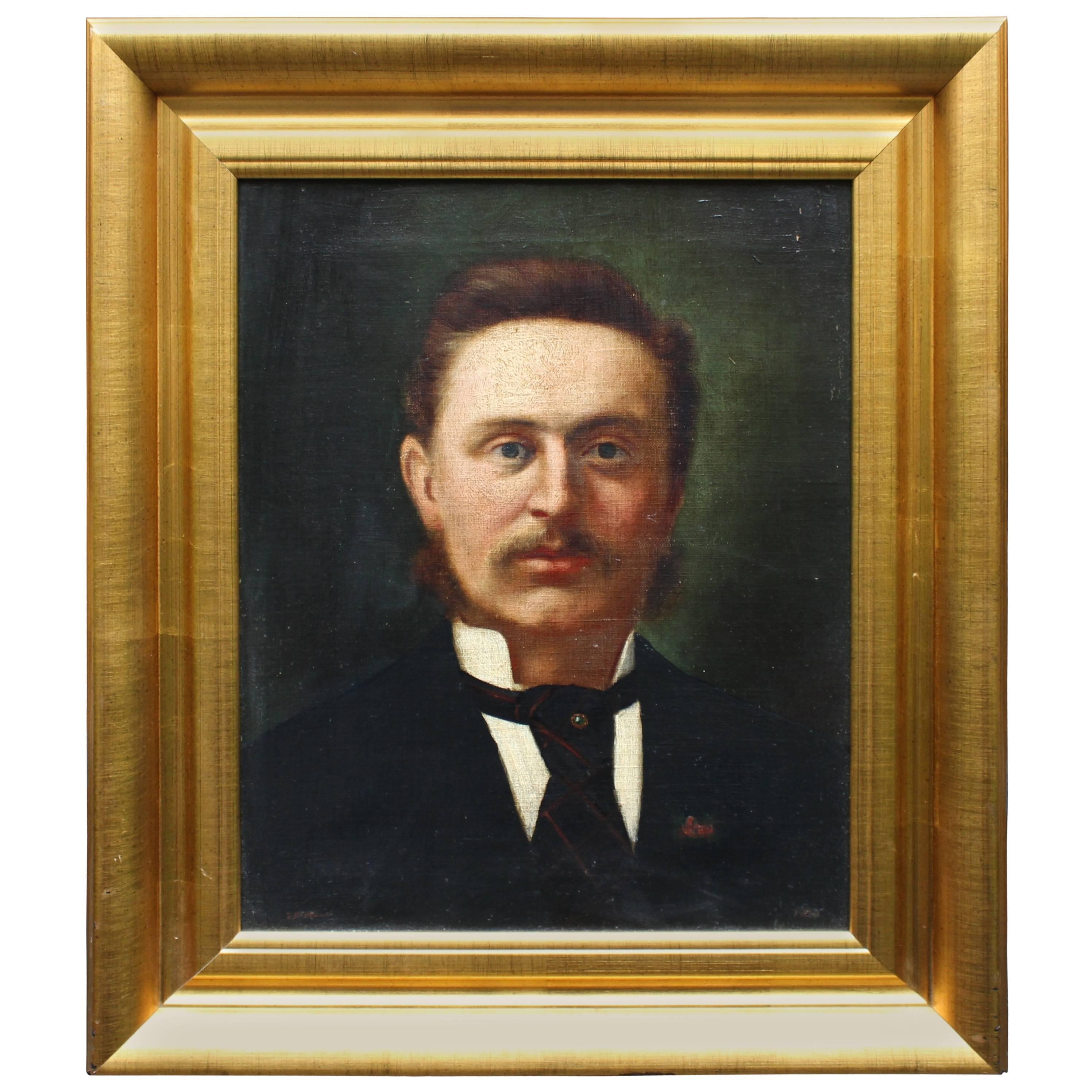 Fine Portrait Oil on Canvas by George Harris '1855-1936' For Sale