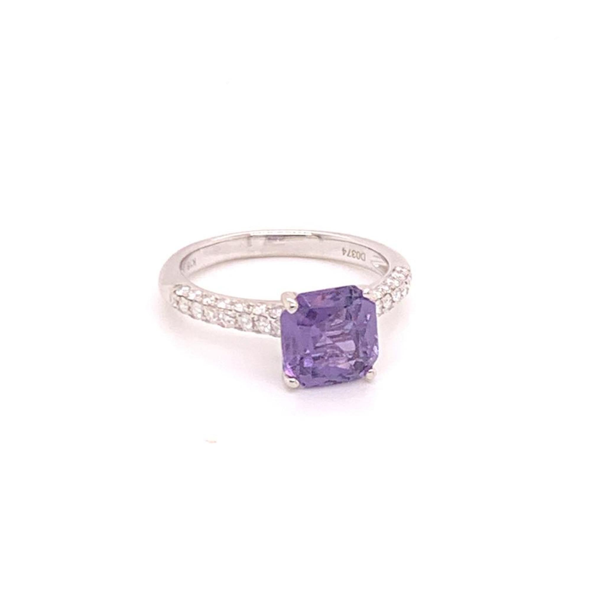 Purple Sapphire Diamond Ring 18k Gold Women 1.72 TCW Certified  For Sale 2