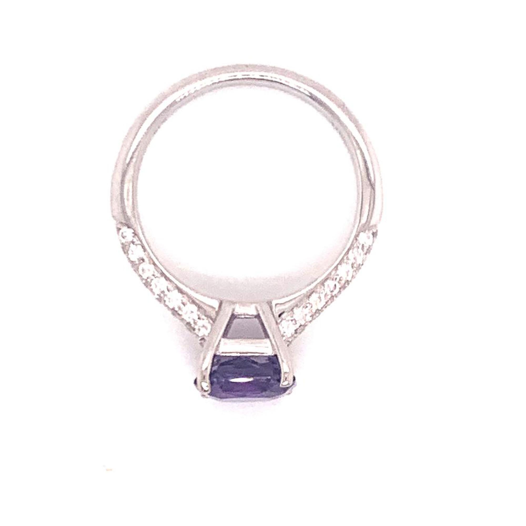 Purple Sapphire Diamond Ring 18k Gold Women 1.72 TCW Certified  For Sale 5