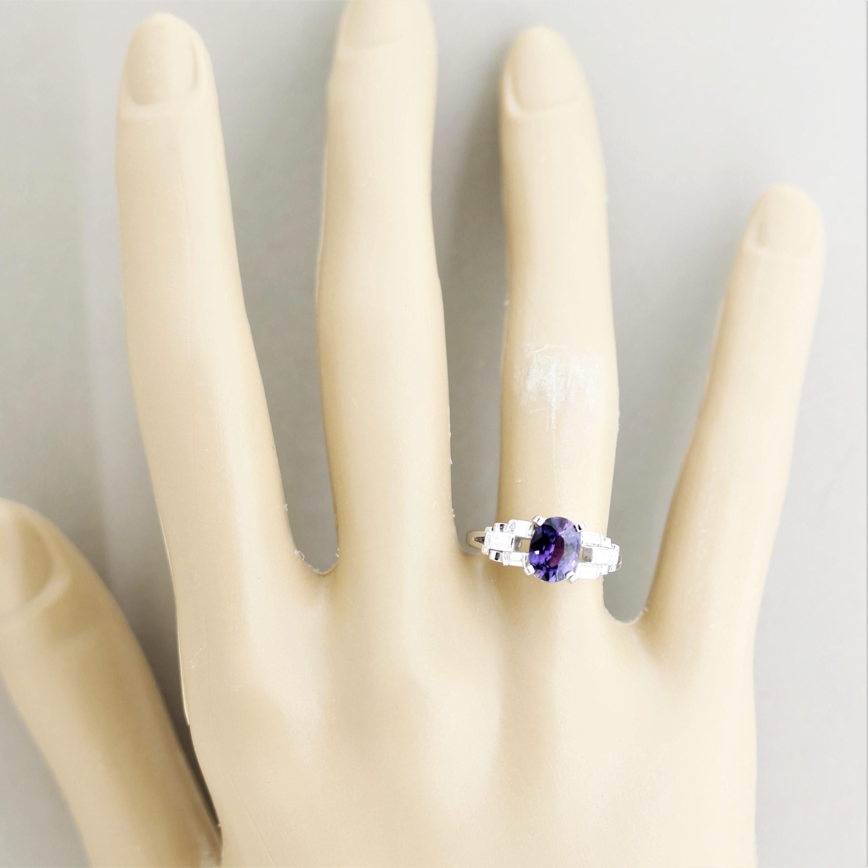 Fine Purple Sapphire Diamond Platinum Ring 5