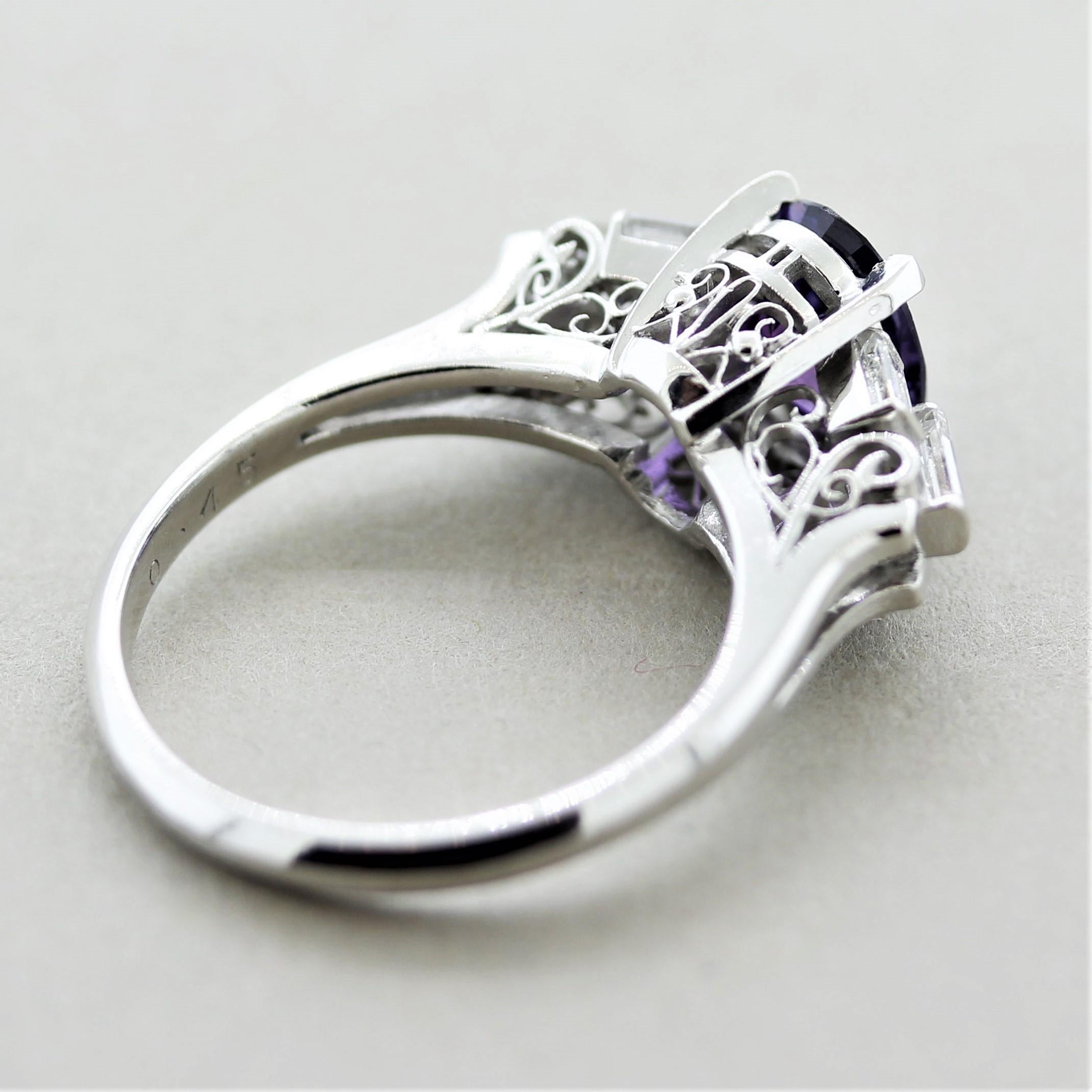 Fine Purple Sapphire Diamond Platinum Ring 2