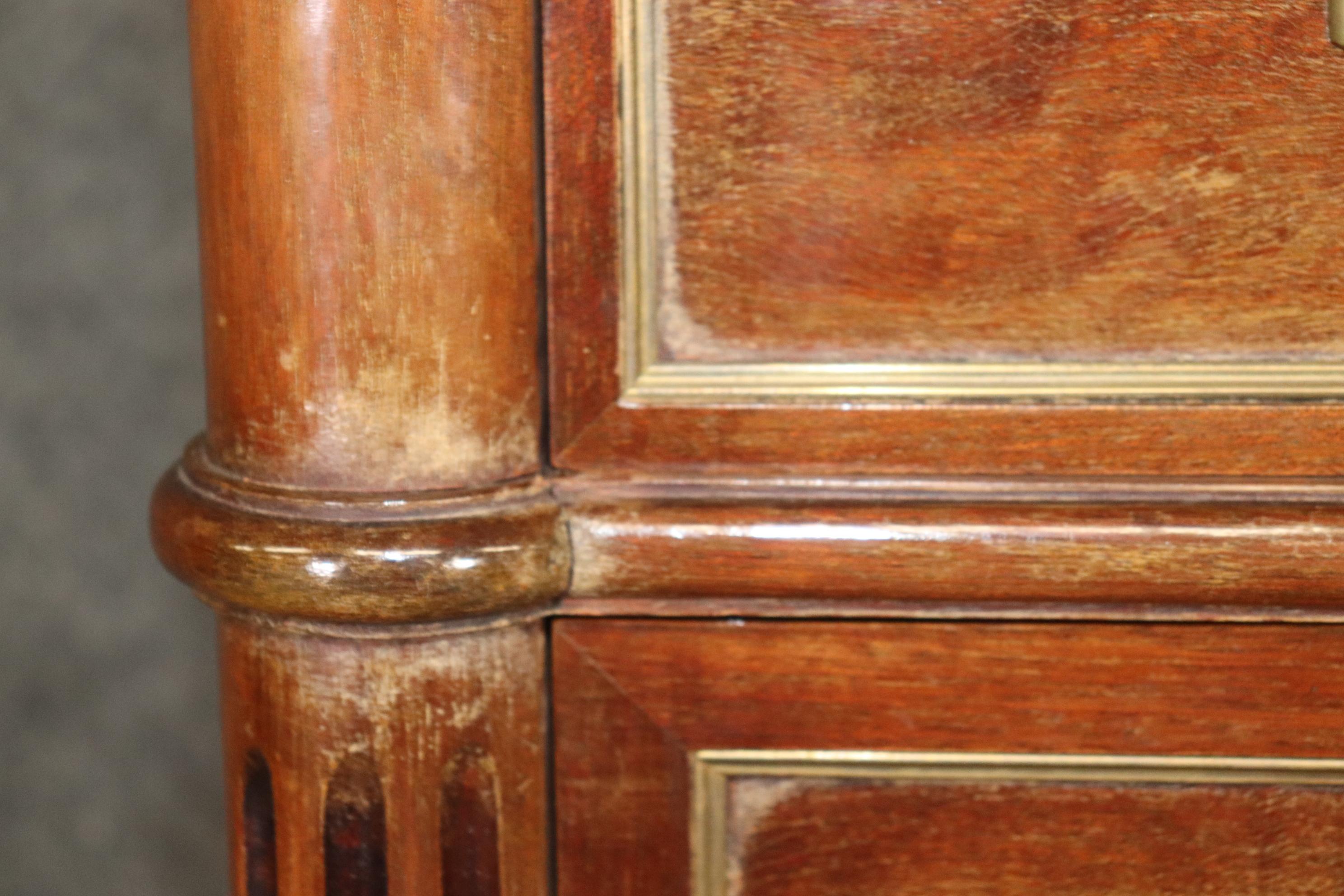 Fine Quaity Walnut French Louis XVI Directoire Brass Trimmed Marble Top Dresser  For Sale 9