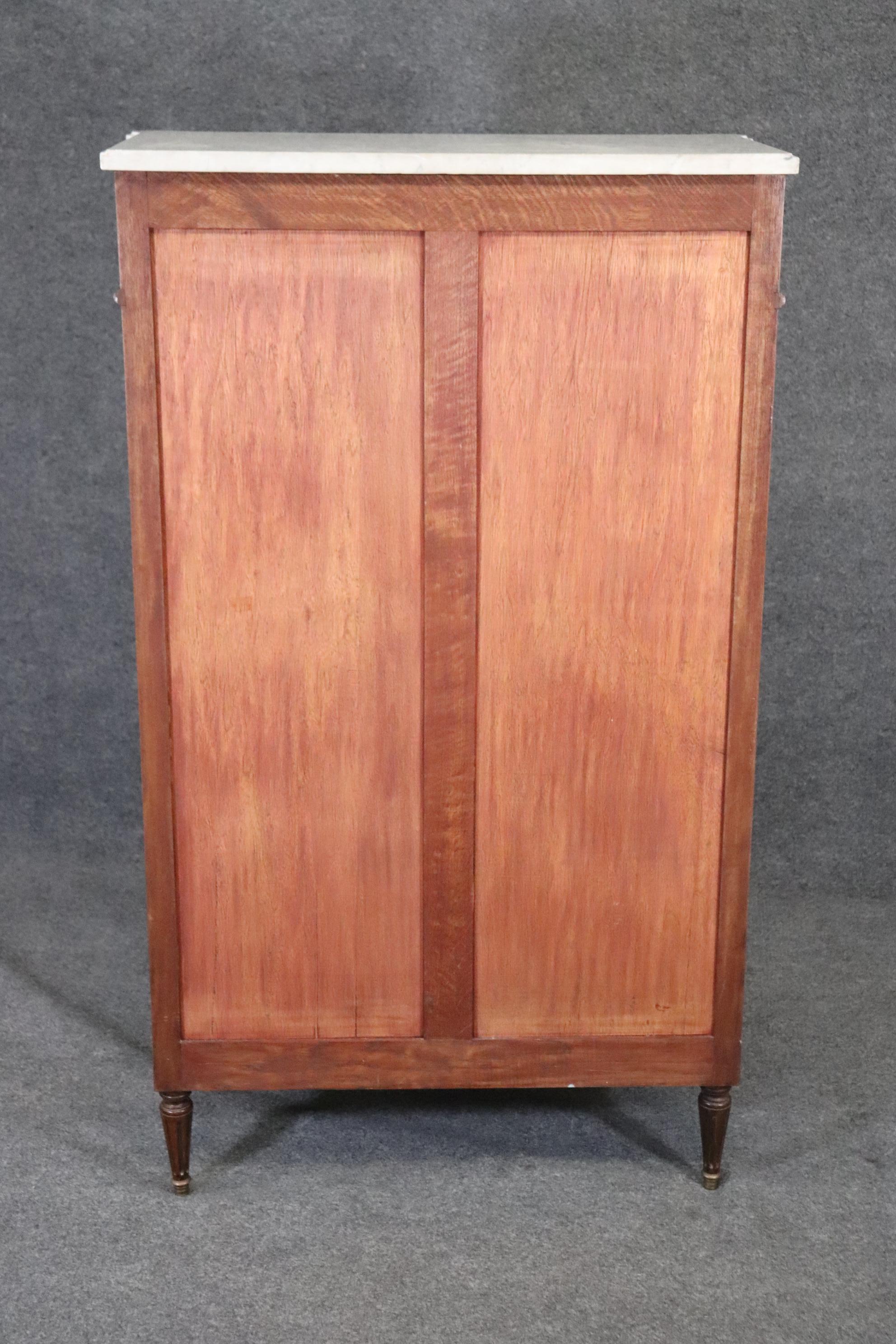 Fine Quaity Walnut French Louis XVI Directoire Brass Trimmed Marble Top Dresser For Sale 5