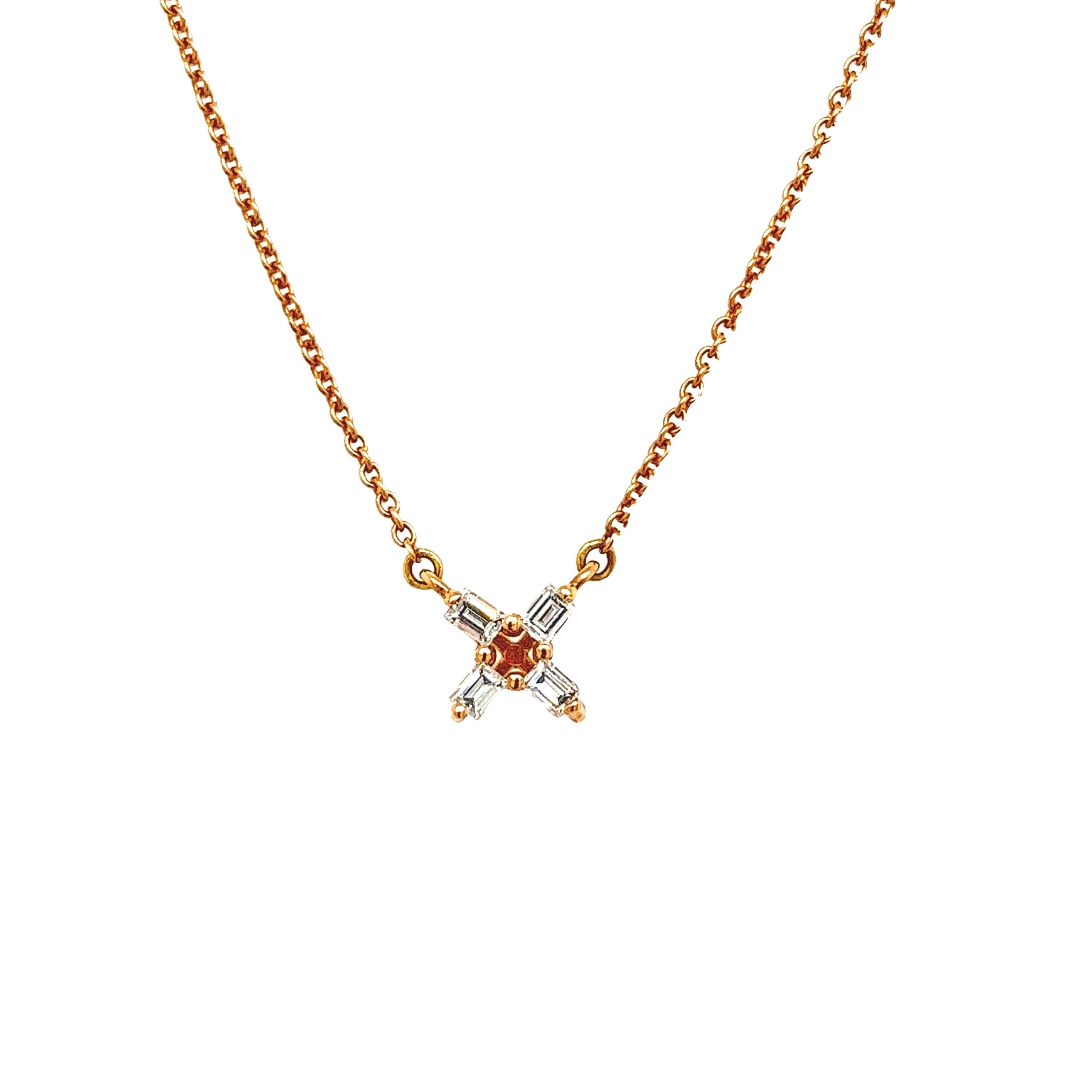 18ct Rose Gold Fine Quality Diamond Baguette Necklace Set With 0.20ct Diamonds

Additional Information:
Total Diamond Weight: 0.20ct
Diamond Colour: G
Diamond Clarity: VS
Total Weight: 2.1g
Chain Length: 16''
SMS2979