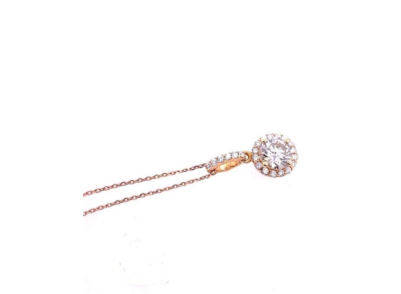 Fine Quality 0.75ct Round Brilliant Cut Diamond Pendant in 18ct Rose Gold In New Condition For Sale In London, GB