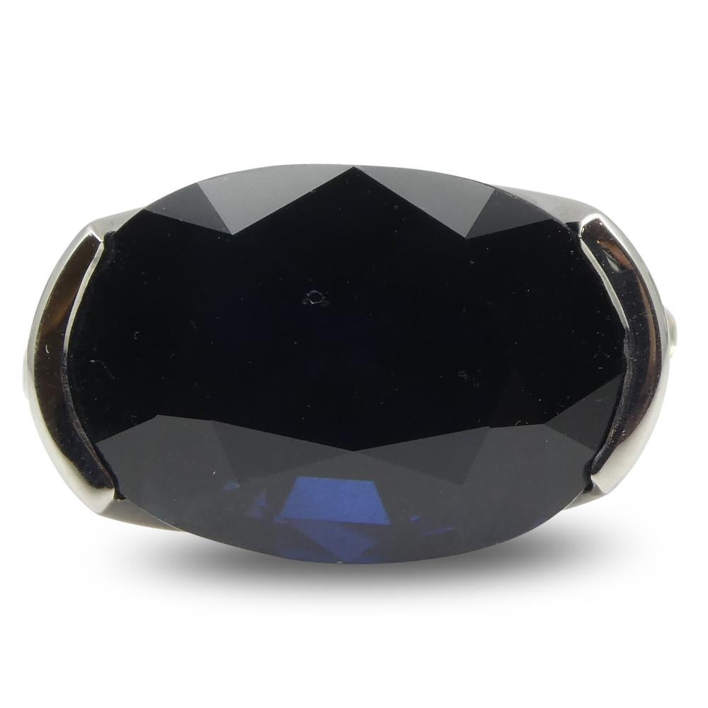 Contemporary Fine Quality 12.21ct IGI Certified Unheated Blue Sapphire & Diamond Ring in 18k  For Sale