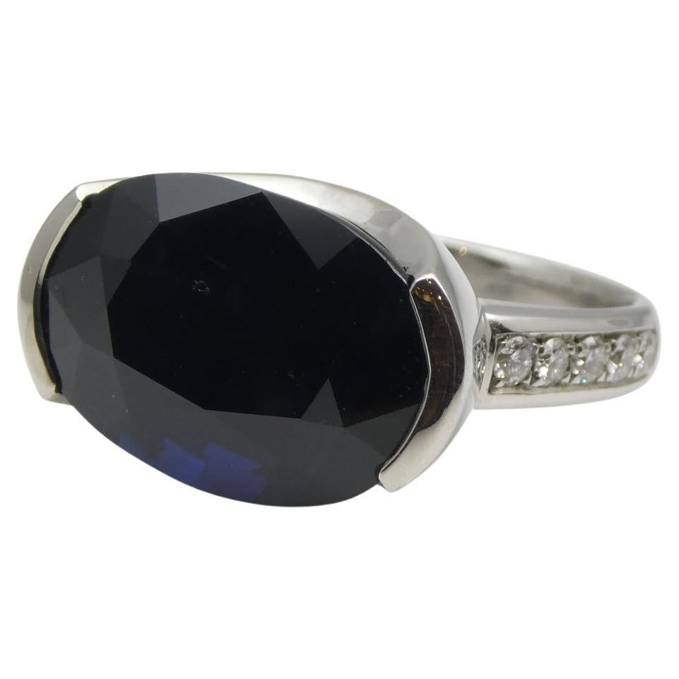 Fine Quality 12.21ct IGI Certified Unheated Blue Sapphire & Diamond Ring in 18k