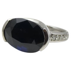 Fine Quality 12.21ct IGI Certified Unheated Blue Sapphire & Diamond Ring in 18k 