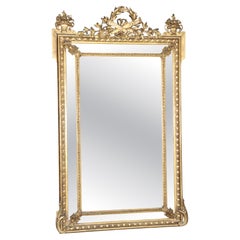 Fine Quality 1870s era Genuine Gold Leaf Carved Walnut Tall Wall Mirror