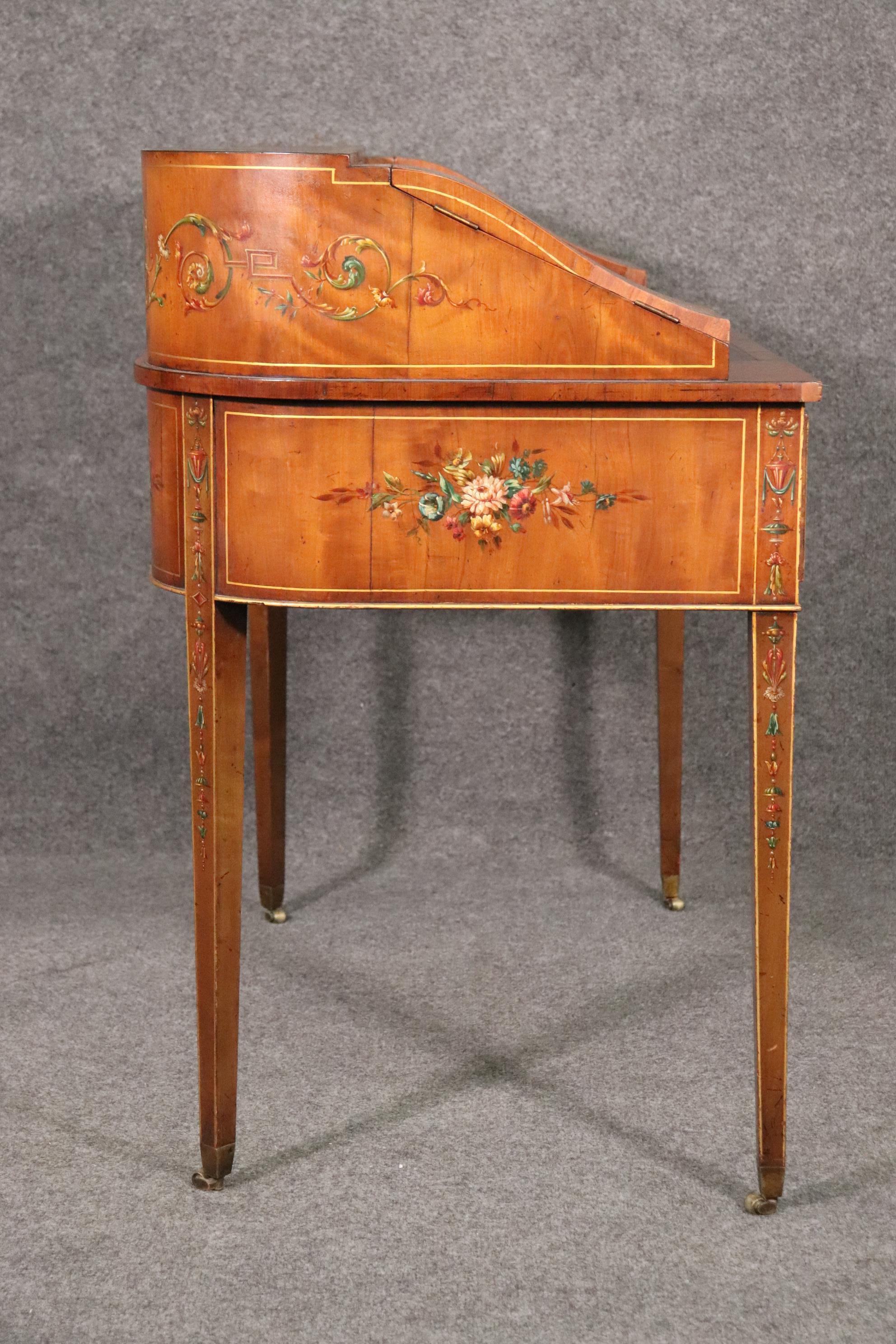 Late 19th Century Fine Quality 1890s English Adams Paint Decorated Carlton House Desk 