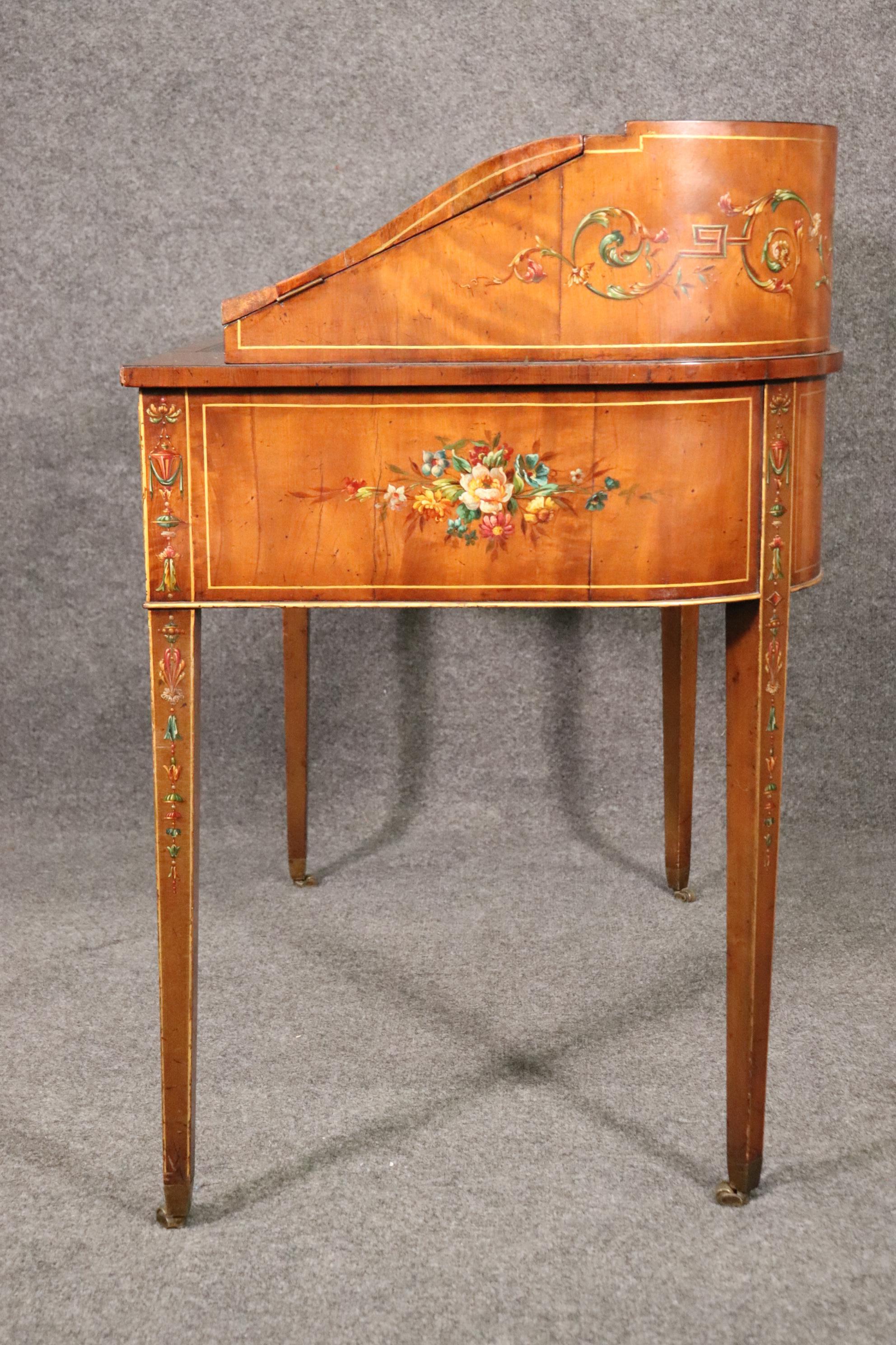 Fine Quality 1890s English Adams Paint Decorated Carlton House Desk  For Sale 1