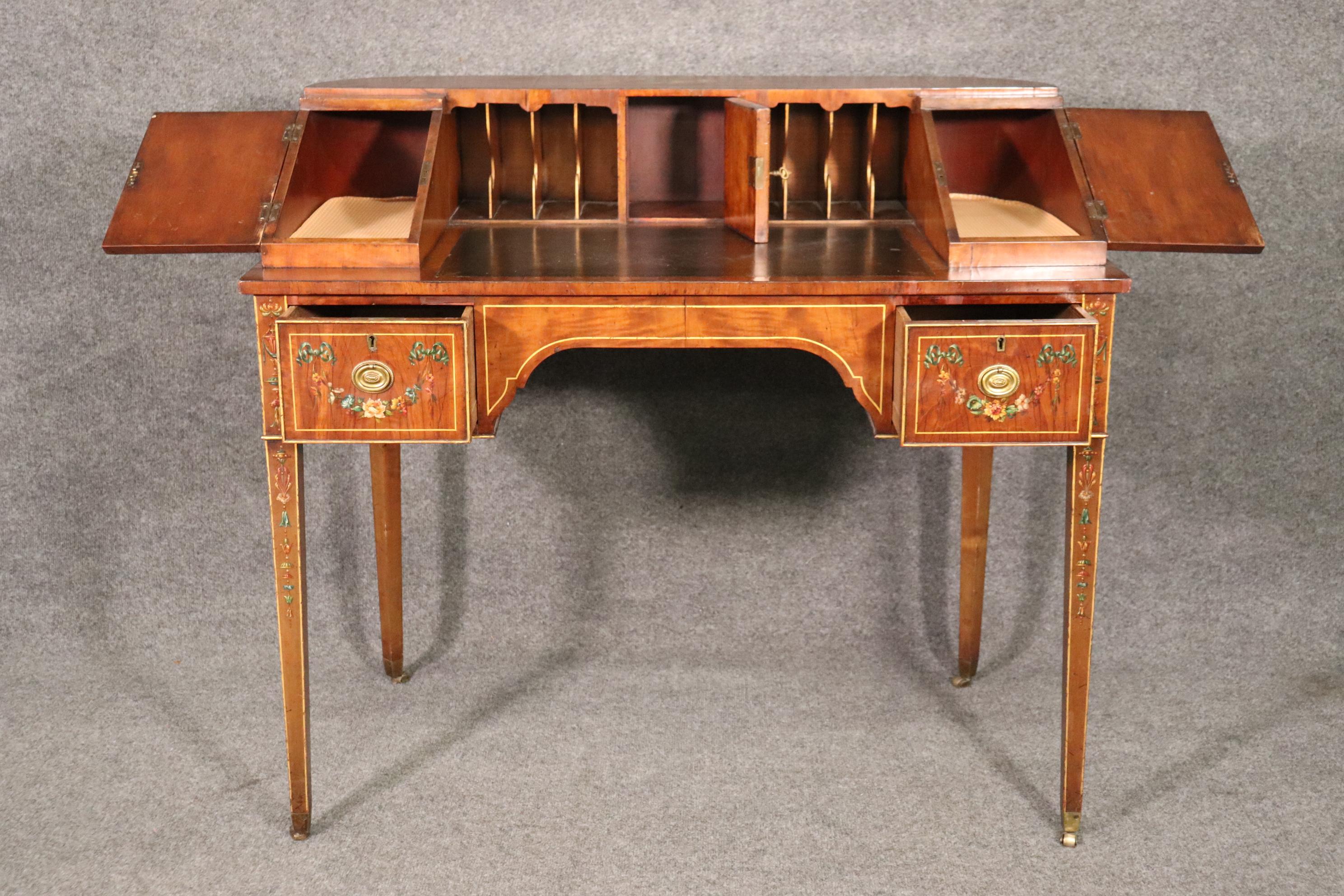 Fine Quality 1890s English Adams Paint Decorated Carlton House Desk  For Sale 2