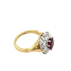 Fine Quality 18ct Yellow & White Gold Cushion Shape Ruby & Diamond Cluster Ring