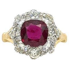 Fine Quality 18ct Yellow 
White Gold Cushion Shape Ruby 
Diamond Cluster Ring