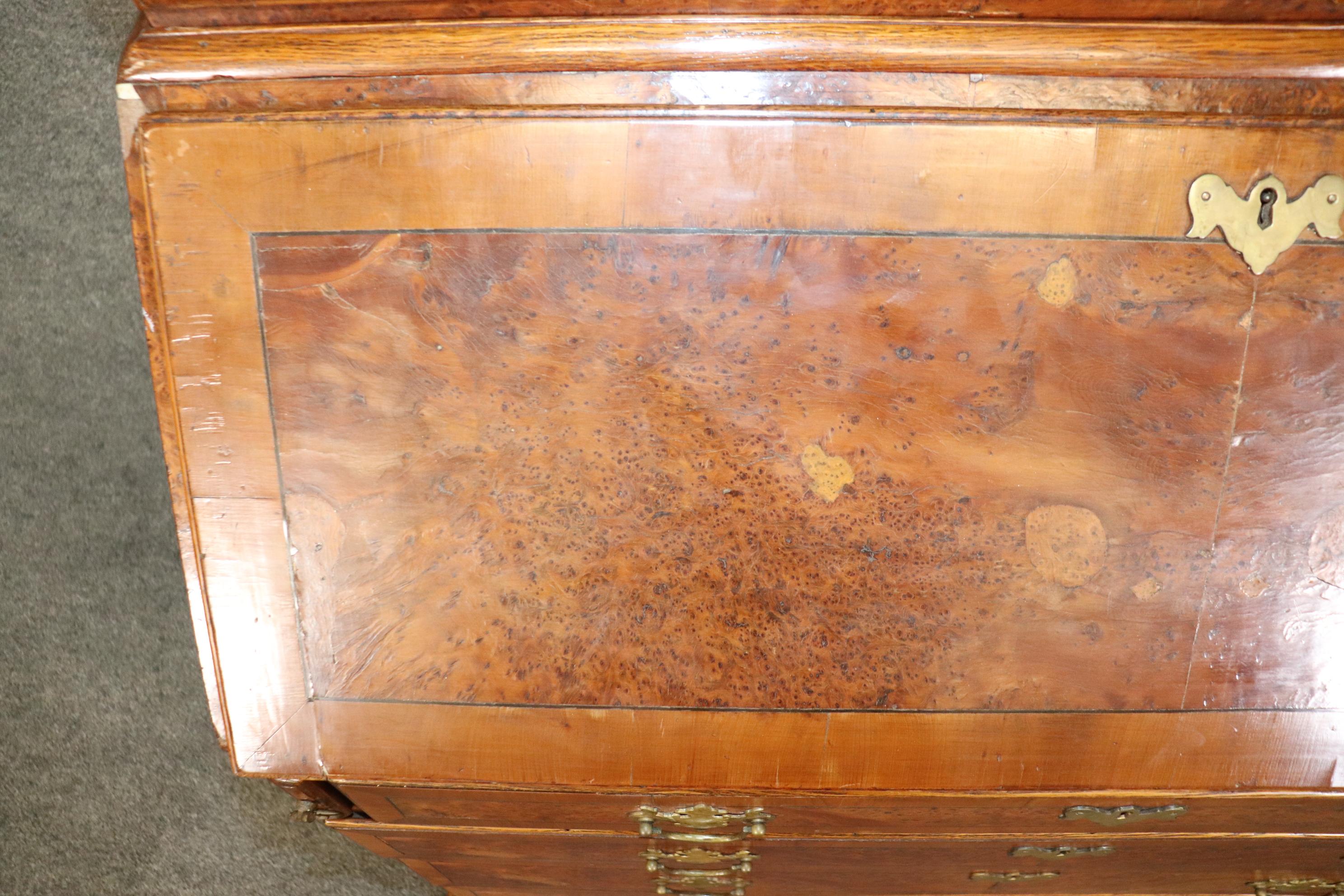 Fine Quality 18th Century English Burled Walnut Yewood Georgian Secretary Desk 14