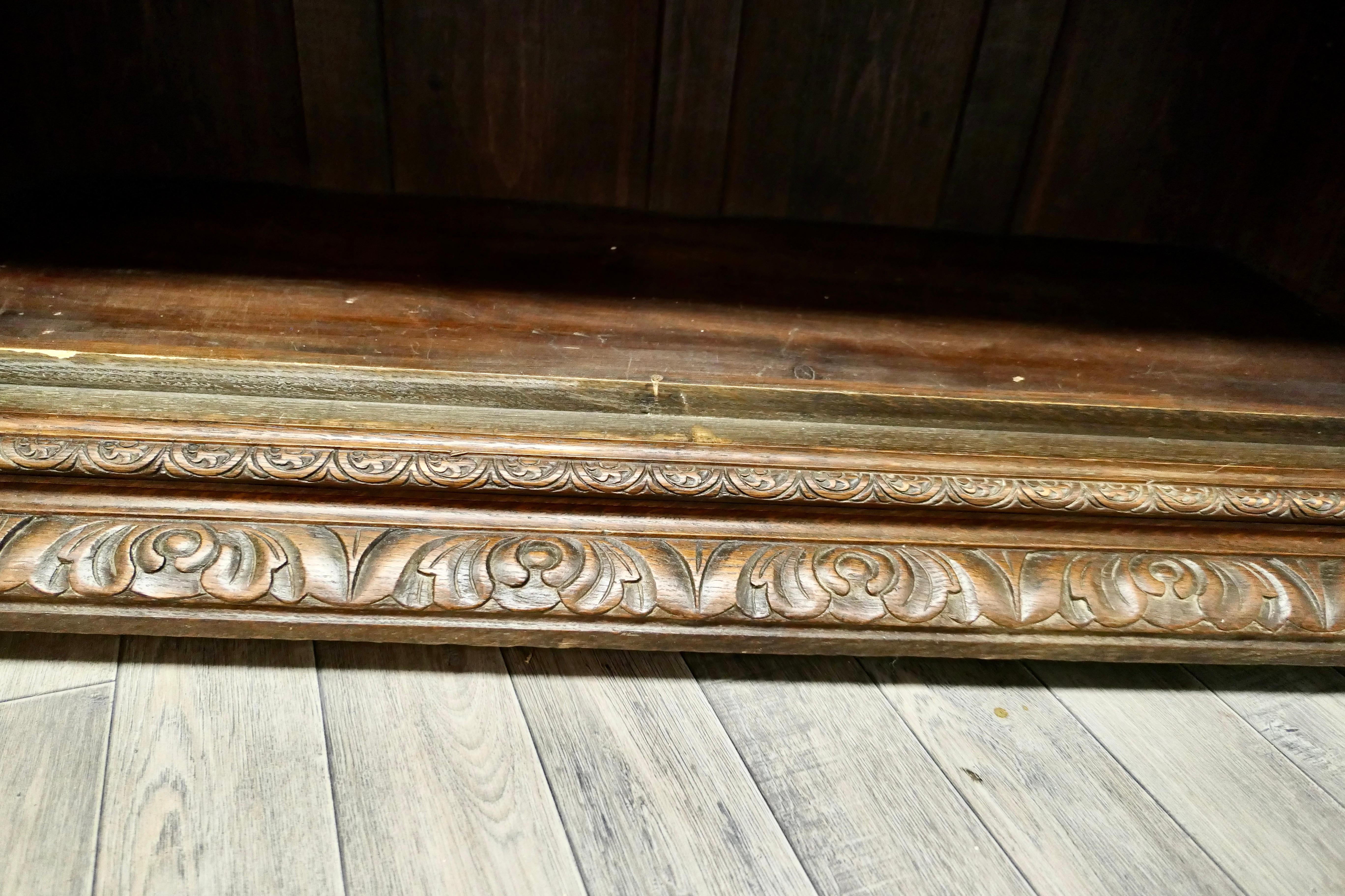 Fine Quality 19th Century Carved Oak Glazed Bookcase For Sale 2