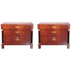 Fine Quality 19th Century Charles X Walnut and Gilt Pair of Commodes