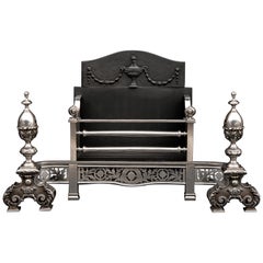 Grille de cheminée en acier de qualité supérieure:: style George III anglais du 19e siècle