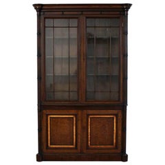 Fine Quality 19th Century English Mahogany and Satinwood banded Bookcase