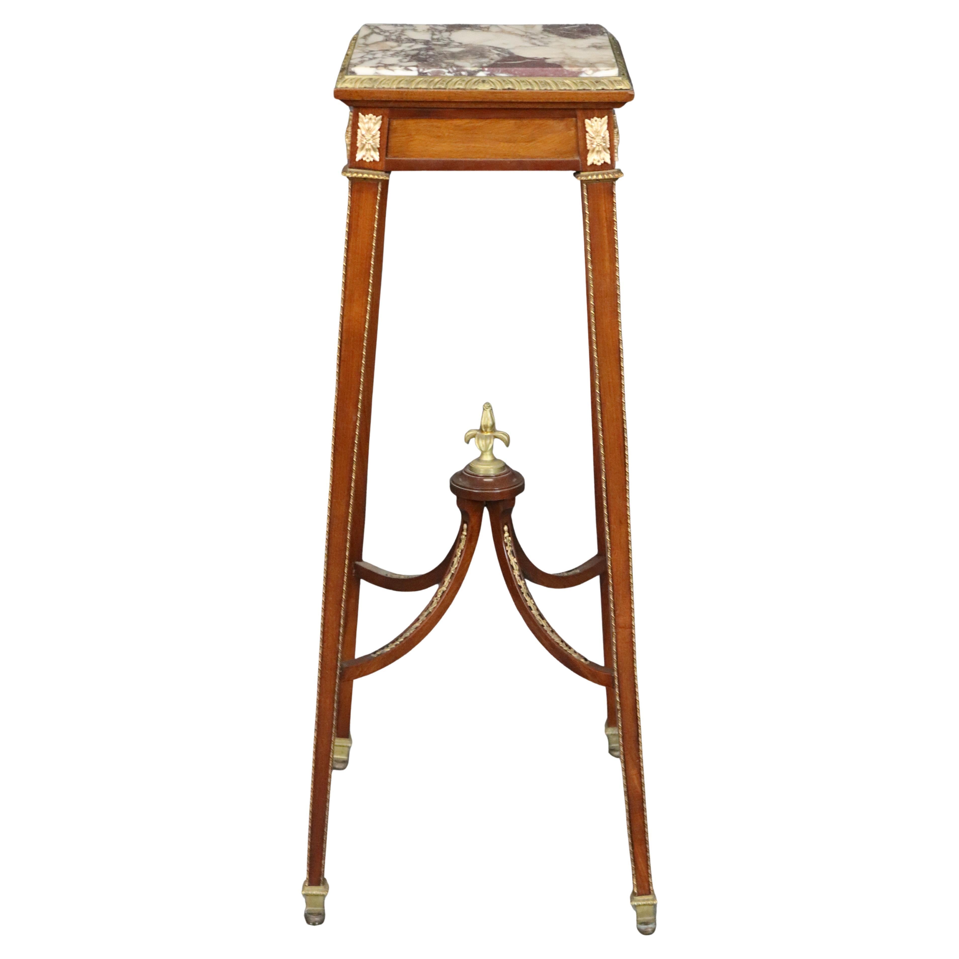 Fine Quality 19th Century French Marble Top Bronze Louis XVI Fern Stand Pedestal For Sale