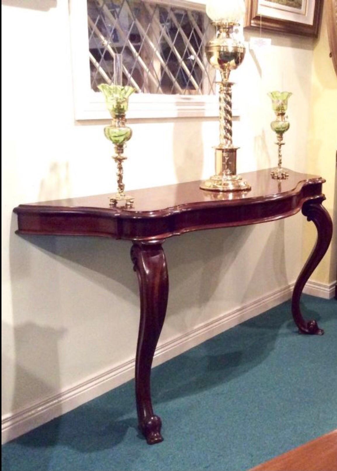 European Fine Quality 19th Century Mahogany Antique Narrow Console Table/Hall Table