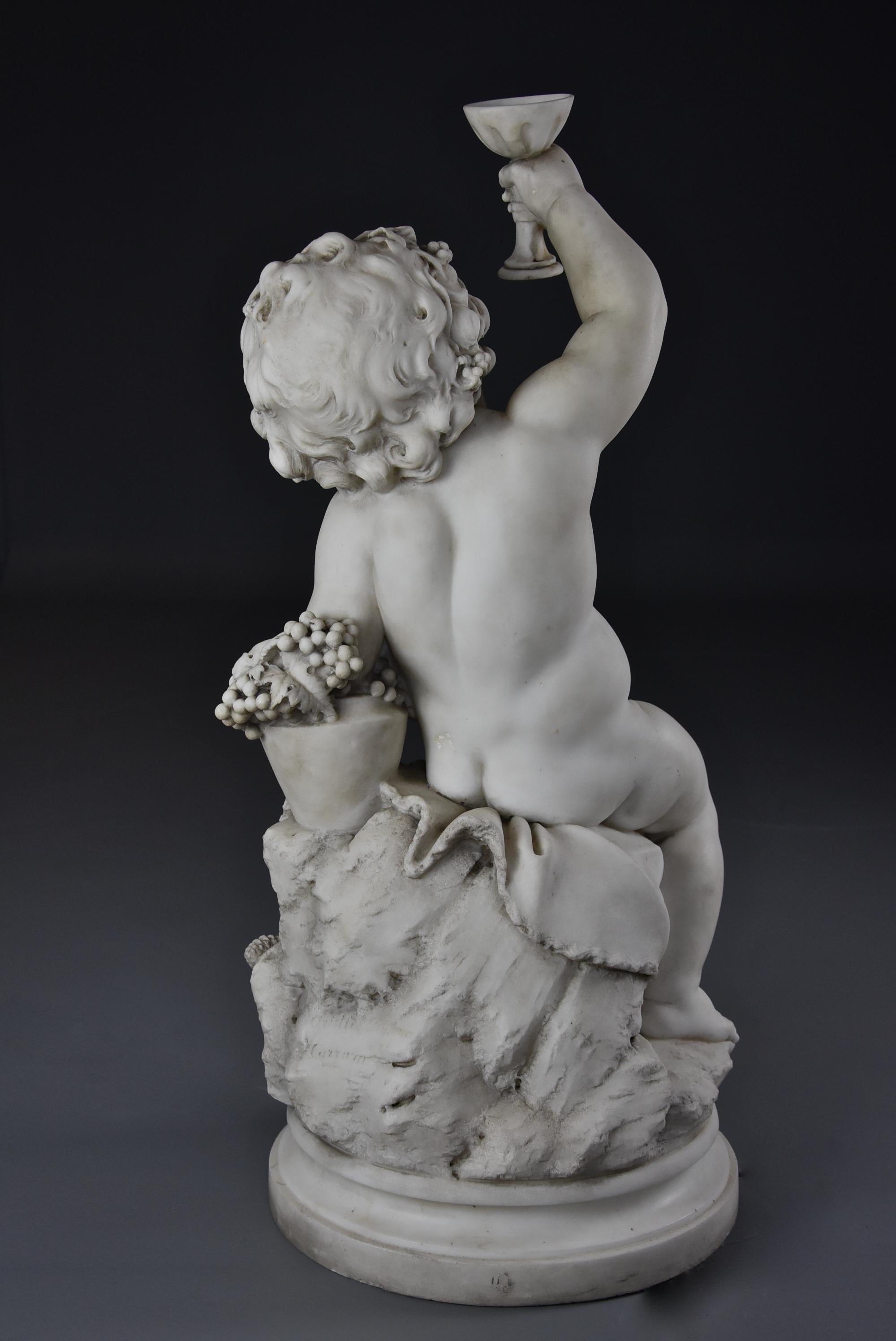 Fine Quality 19th Century Carrara Marble Sculpture of ‘Young Dionysus’ ‘Bacchus’ For Sale 5