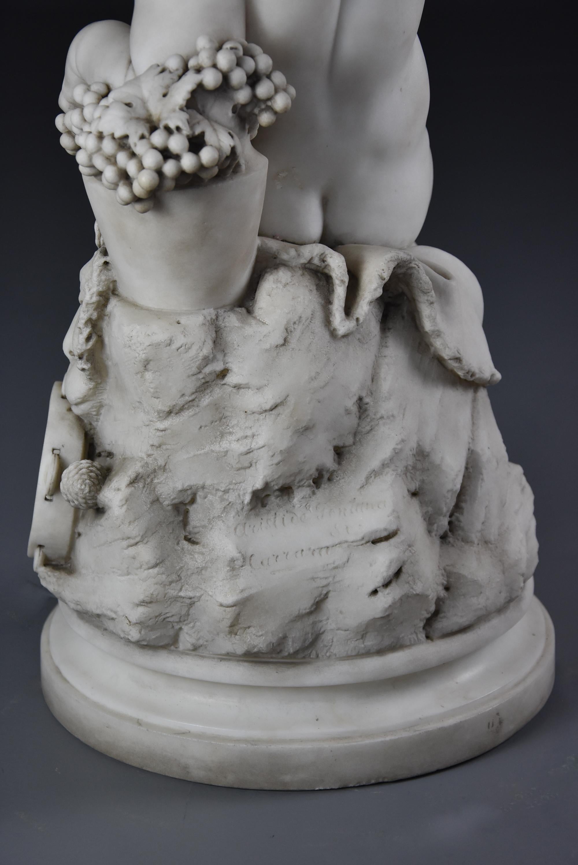 Fine Quality 19th Century Carrara Marble Sculpture of ‘Young Dionysus’ ‘Bacchus’ For Sale 6