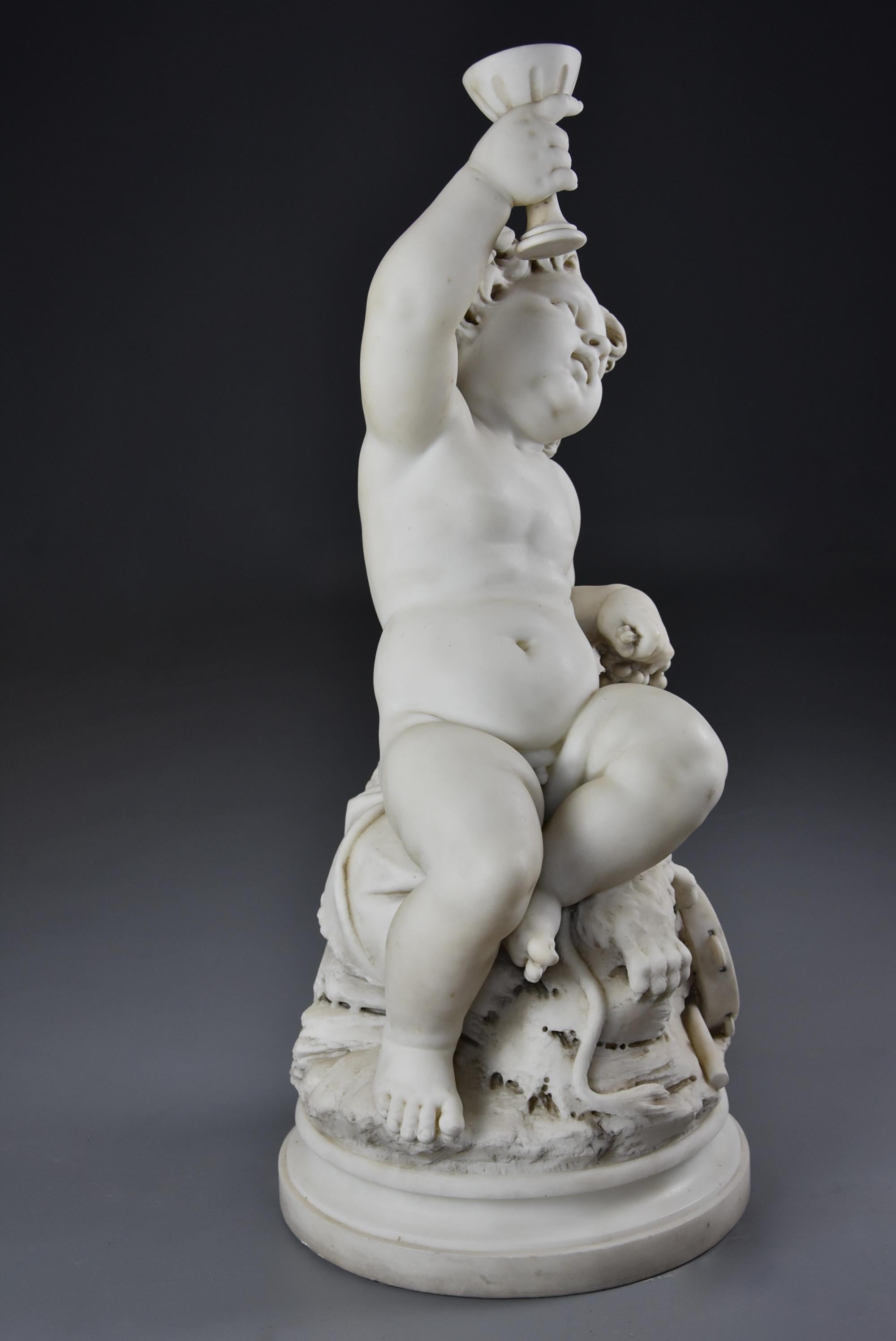 Fine Quality 19th Century Carrara Marble Sculpture of ‘Young Dionysus’ ‘Bacchus’ For Sale 1