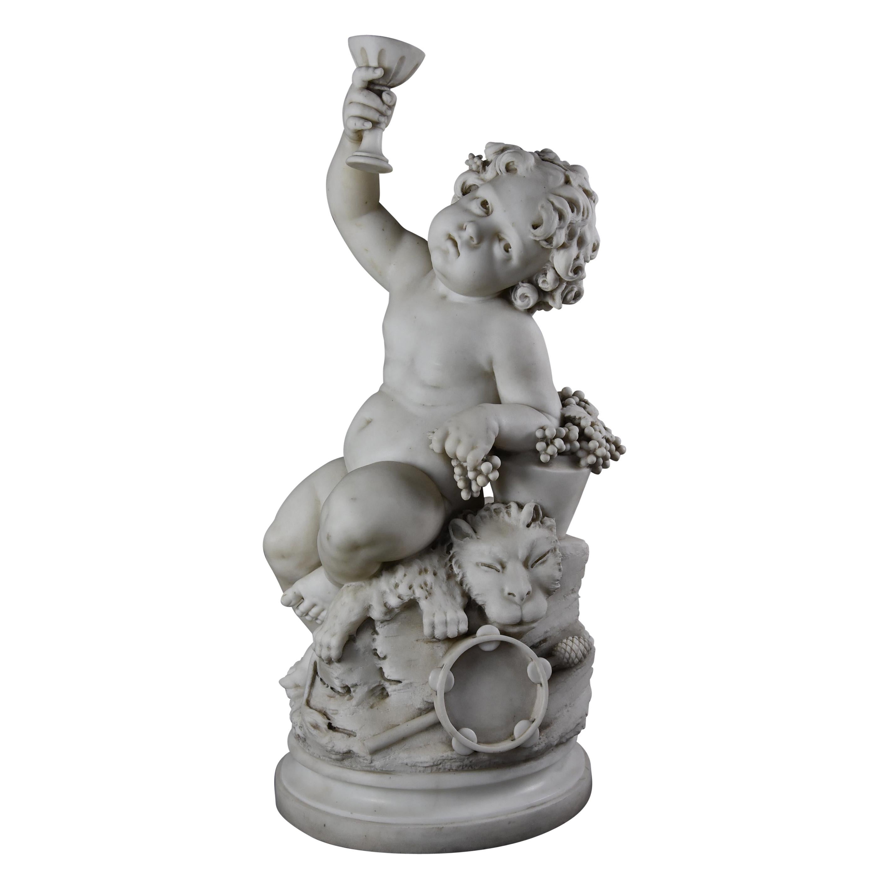 Fine Quality 19th Century Carrara Marble Sculpture of ‘Young Dionysus’ ‘Bacchus’ For Sale