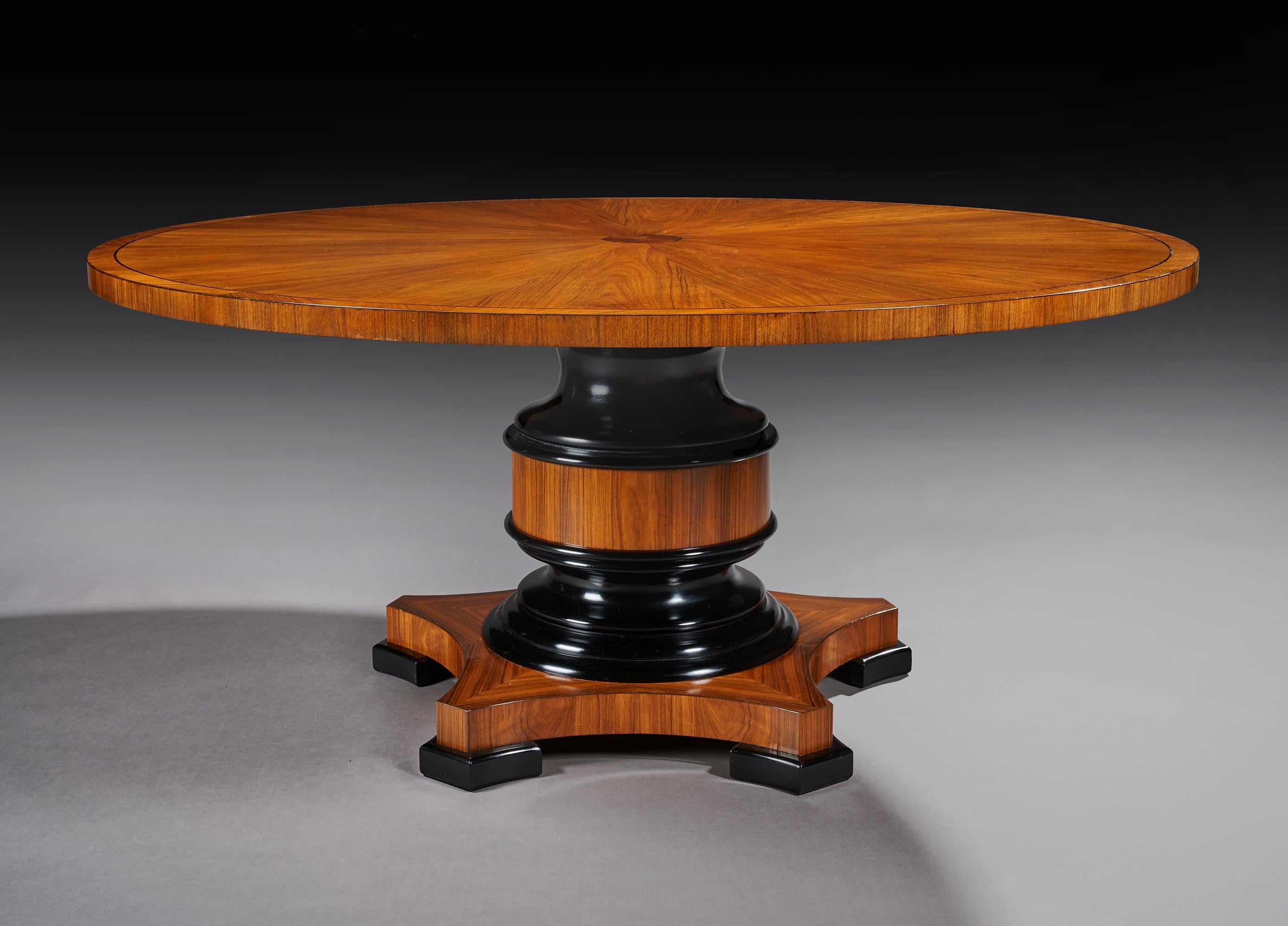 Fine Quality Circular Olive Wood and Ebony Dining Table In Good Condition In Benington, Herts