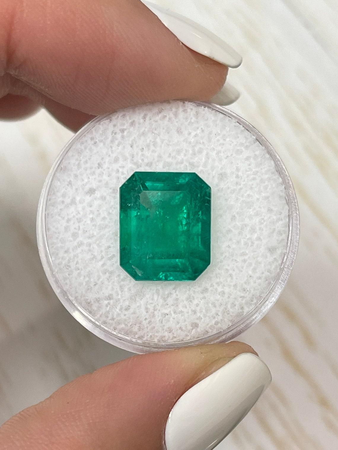 Stein: Smaragd
Gewicht: 5,20 Karat
Form: Smaragd-Schliff
Klarheit: Transparent
Lüster: Ausgezeichnet-Sehr gut
Farbe: Vivid Dark Green
Abmessungen: 12,08 mm x 10,11 mm x 6,53 mm
Geografische Herkunft: Kolumbien
Behandlung: Natürlich,