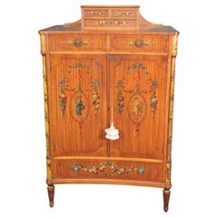 Fine Quality Adams Paint Decorated Satinwood Gentlemen's Dresser Chiffarobe