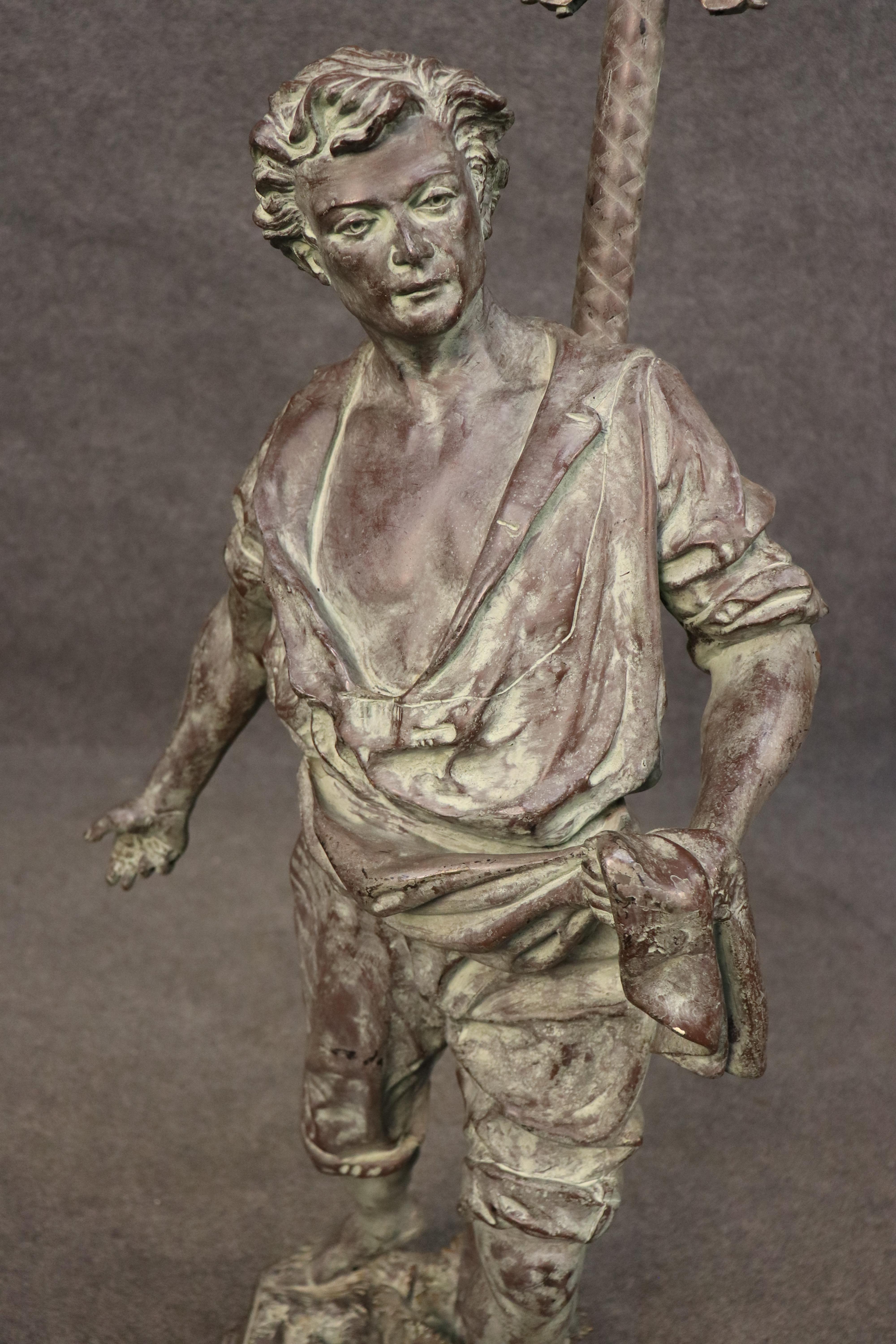 Lampada da terra alta in bronzo a tema agricolo di alta qualità CIRCA 1900 in vendita 5