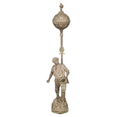 Fine Quality Agricultural Themed Figural Bronze Tall Floor Lamp Circa 1900