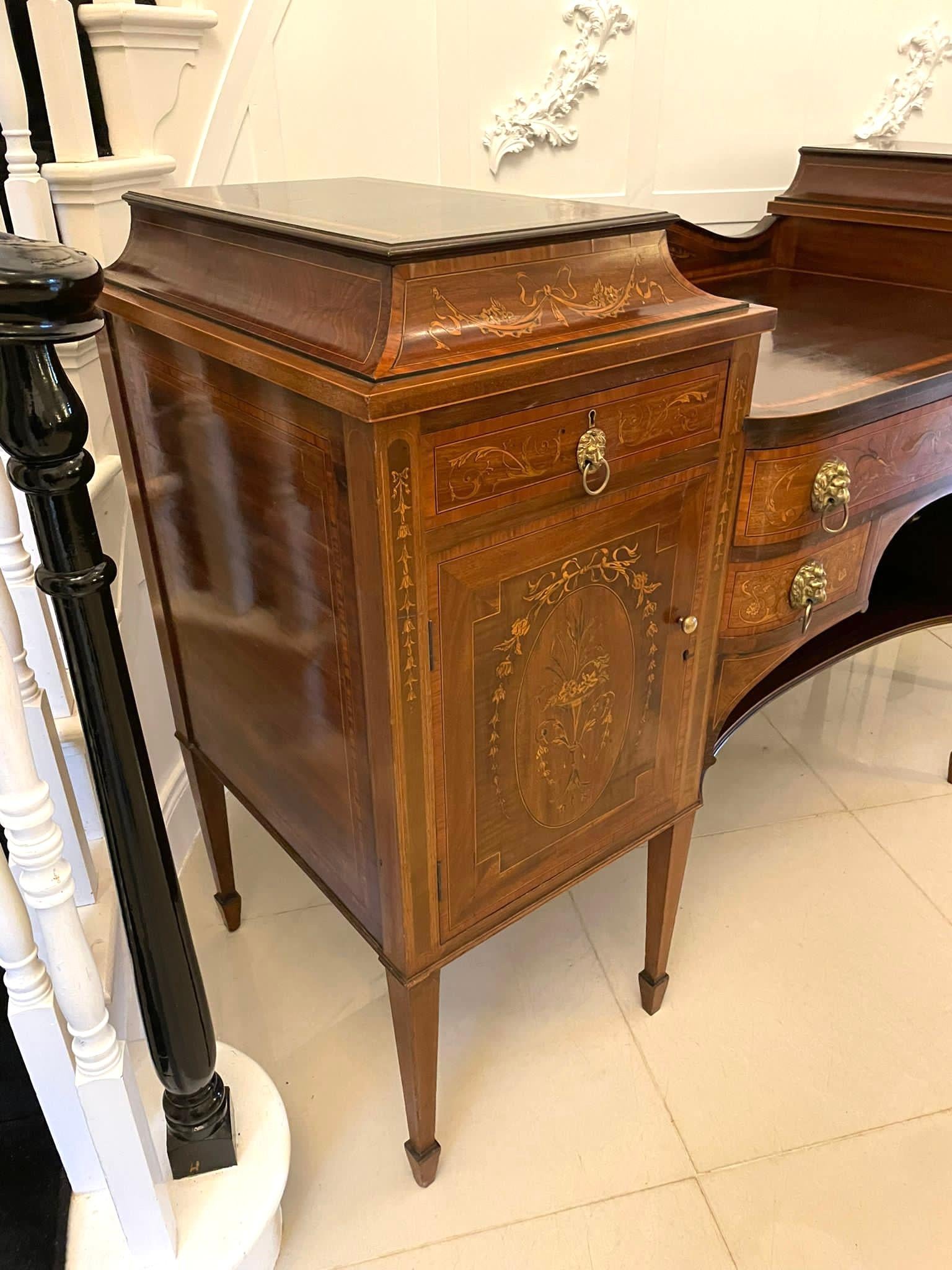 19th Century Fine Quality Antique Mahogany Inlaid Marquetry Sideboard By Hewetsons, London For Sale